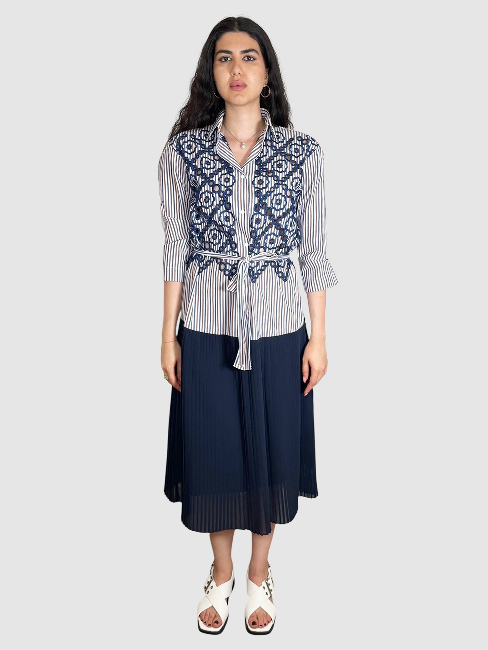 Striped Pleated Dress