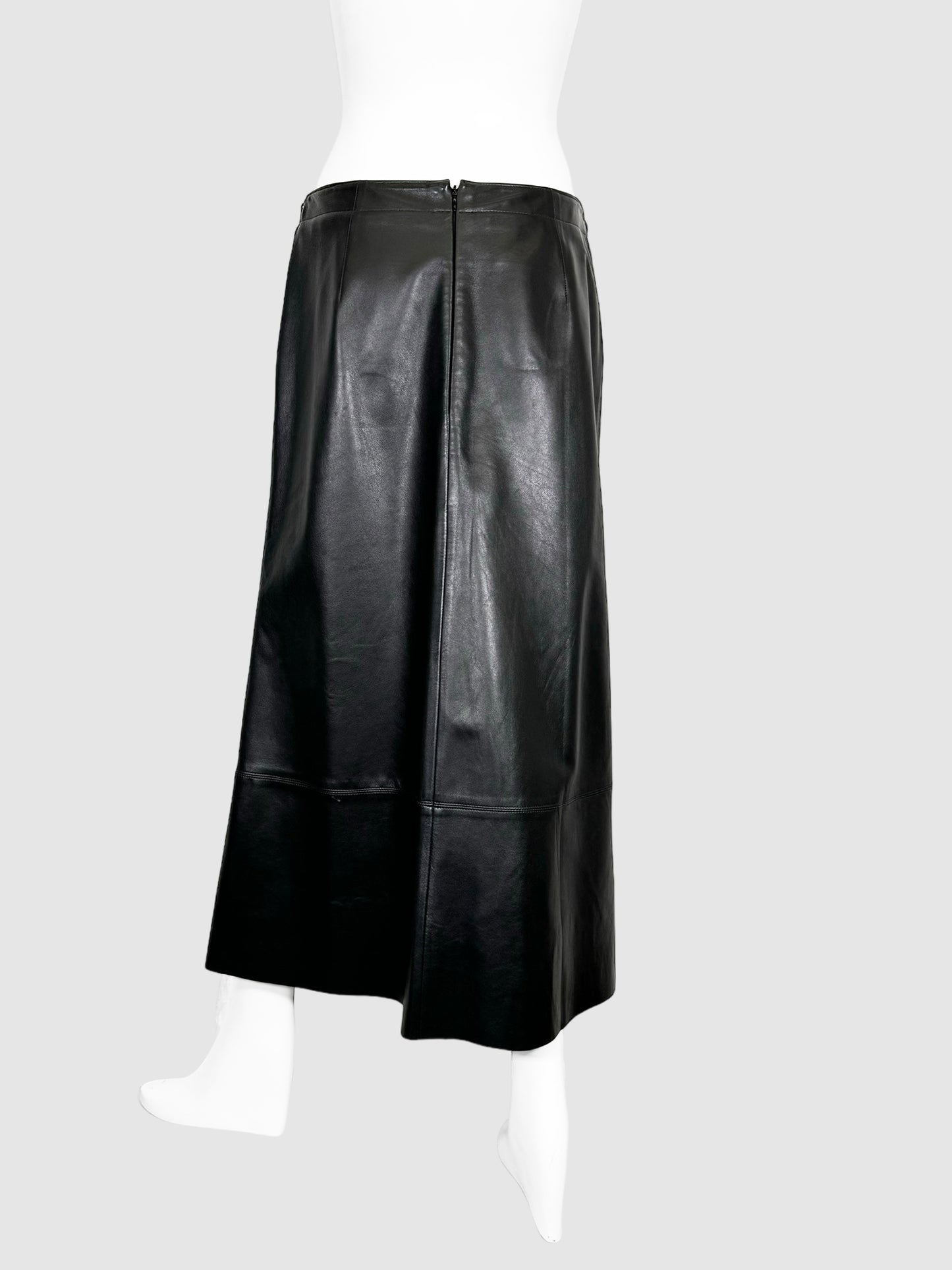 Leather Flare Maxi Skirt - Size 8