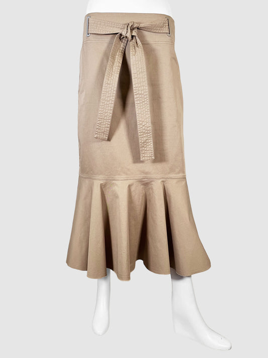 Khaki Flare Midi Skirt - Size S