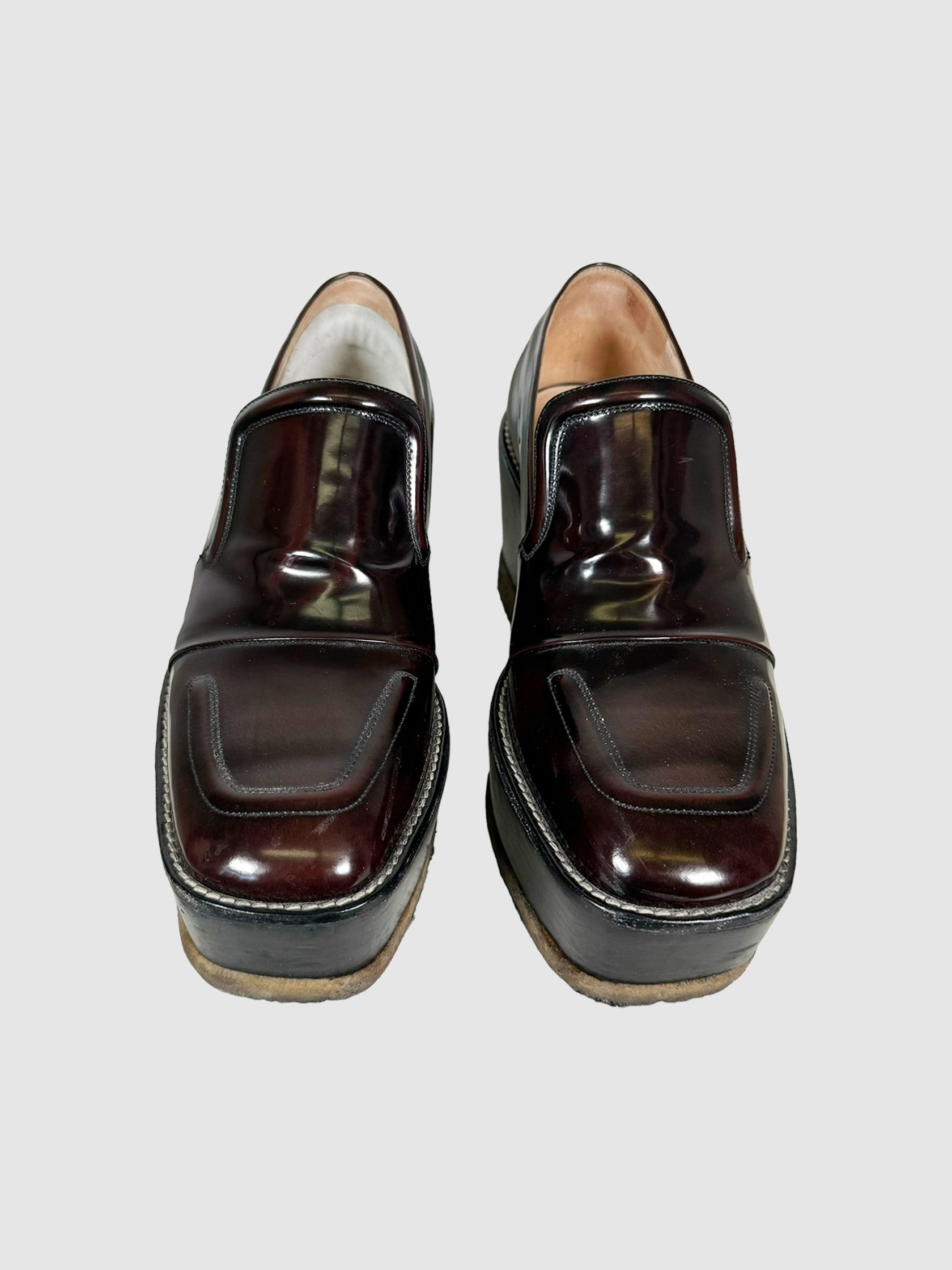 Patent Leather Platform Loafers - Size 37