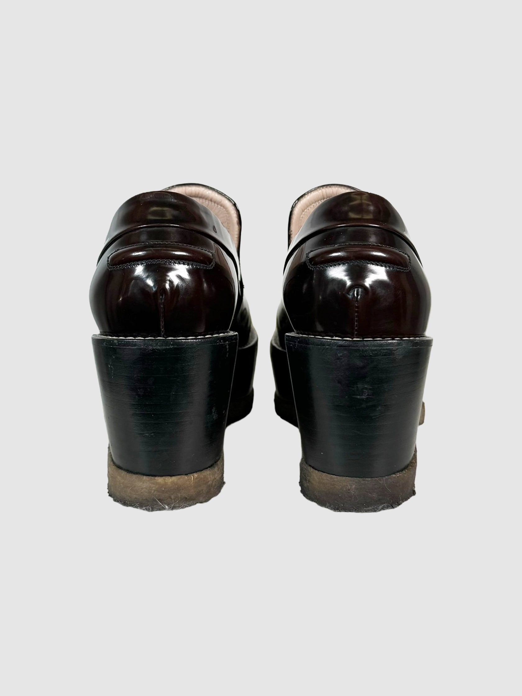 Patent Leather Platform Loafers - Size 37