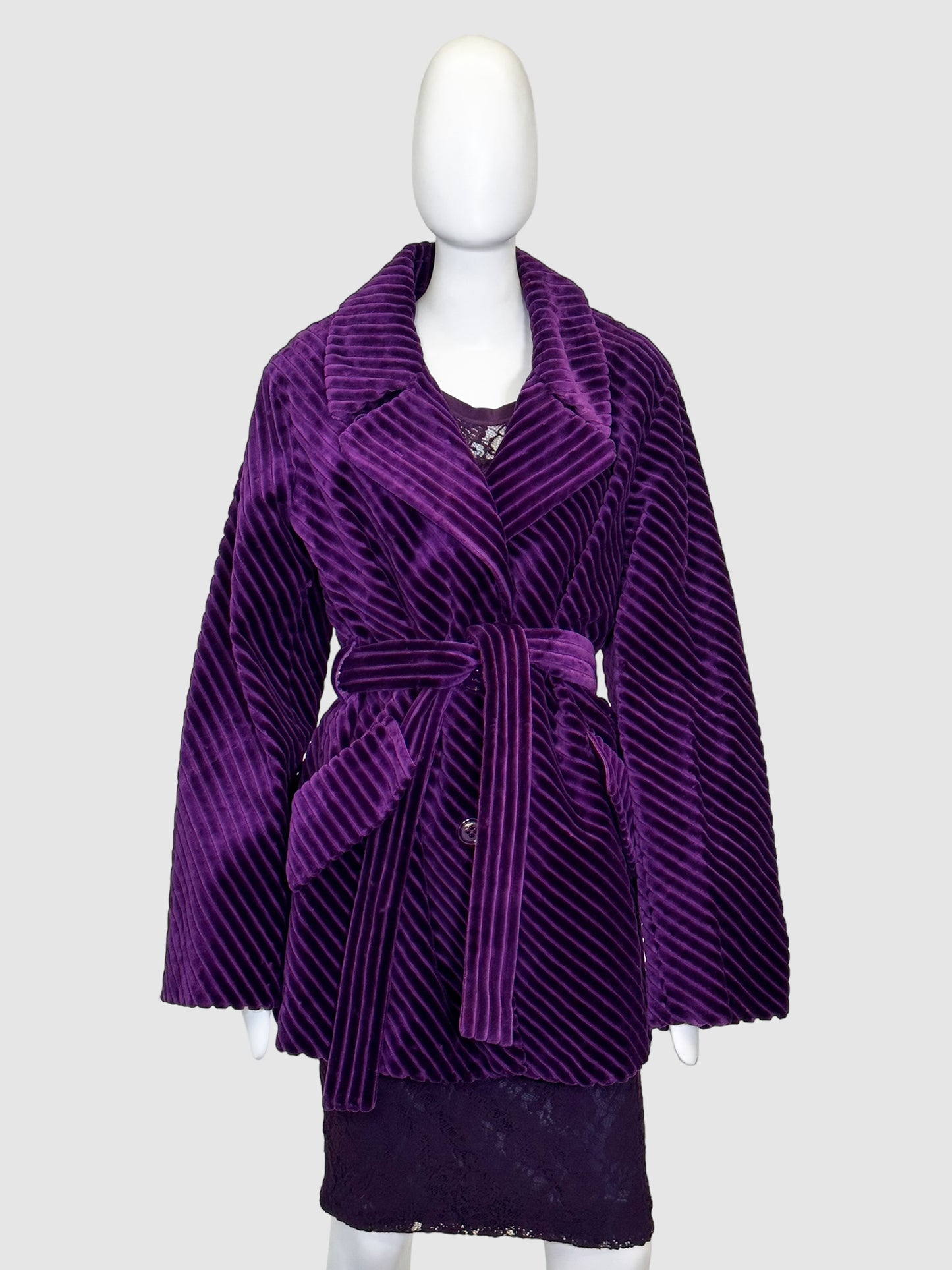 Dorothee Schumacher Velvet Belted Coat - Size 5