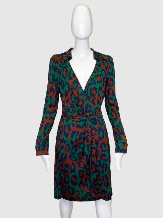 Diane Von Furstenberg Animal Print Wrap Dress - Size 10
