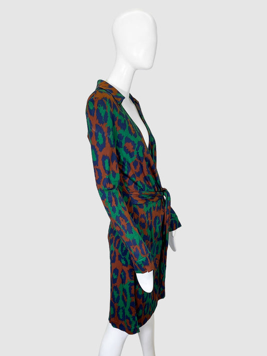 Diane Von Furstenberg Animal Print Wrap Dress - Size 10