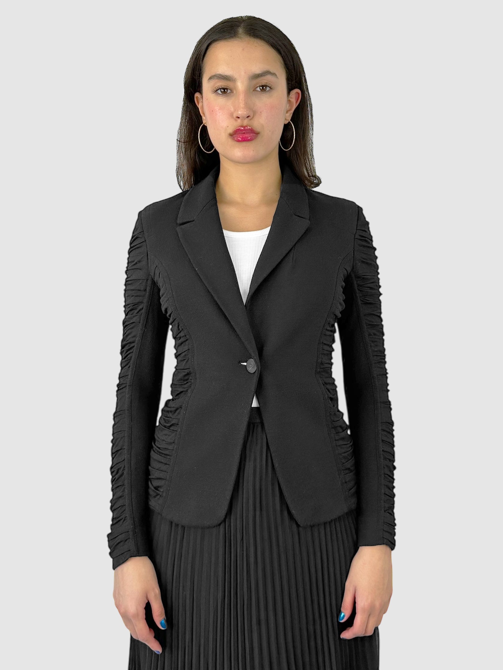 Ruched Detailing Single-Breasted Blazer - Size 2