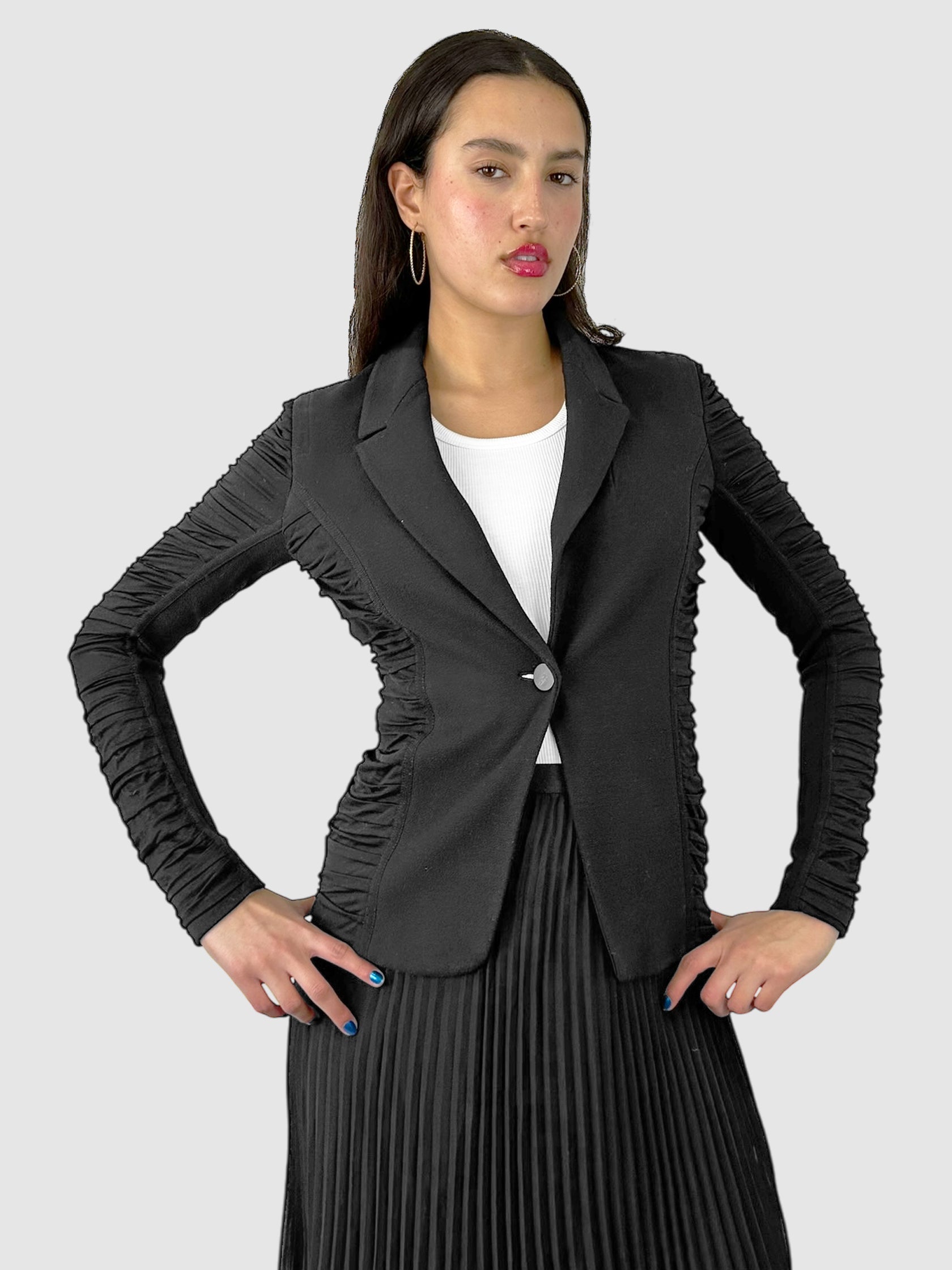 Ruched Detailing Single-Breasted Blazer - Size 2