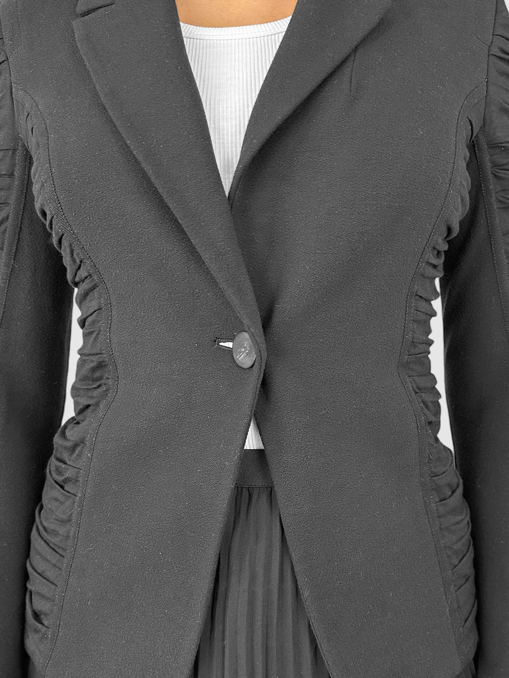 Ruched Detailing Single-Breasted Blazer - Size 2