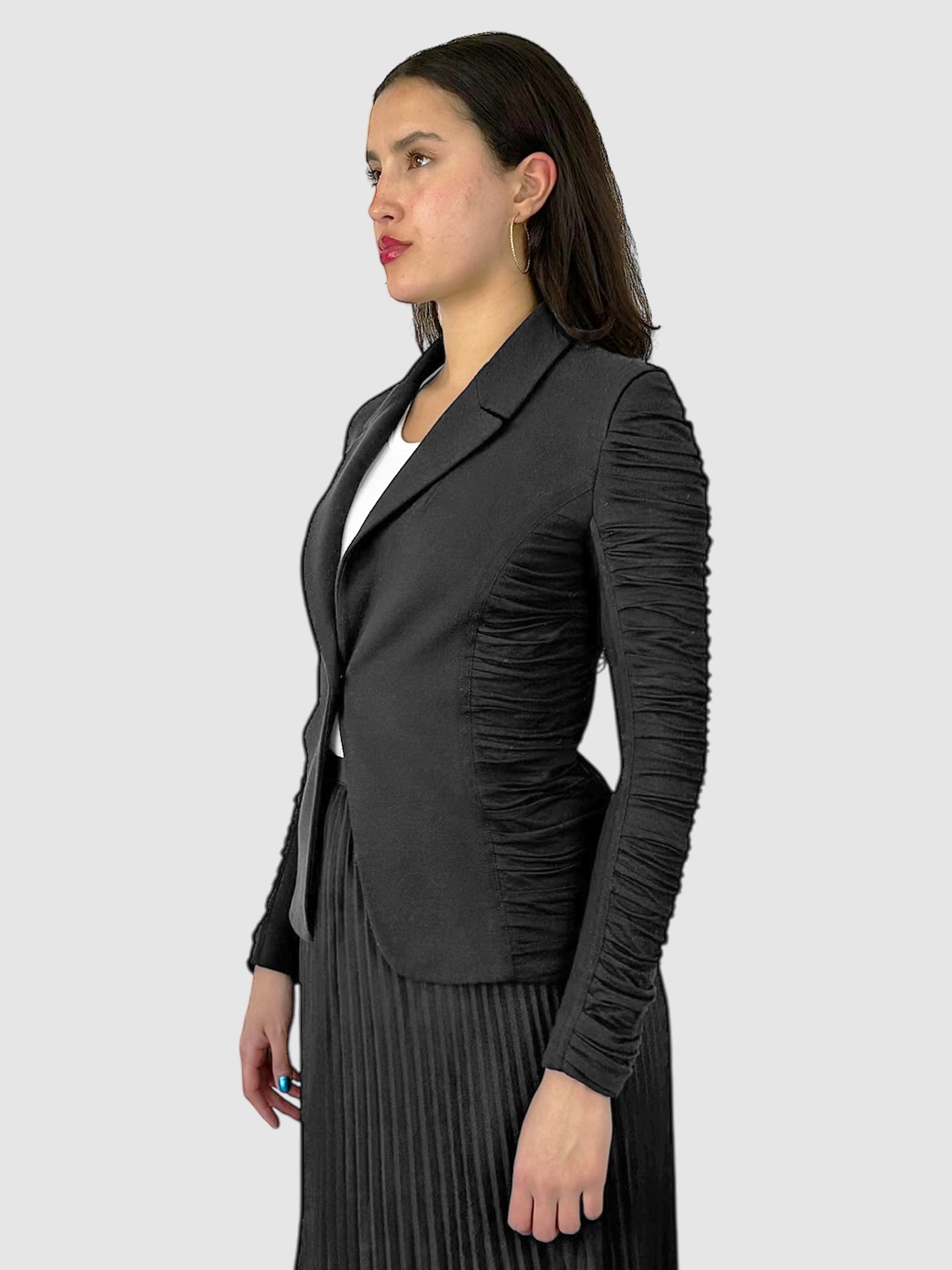Ruched Detailing Single-Breasted Blazer - Size 2