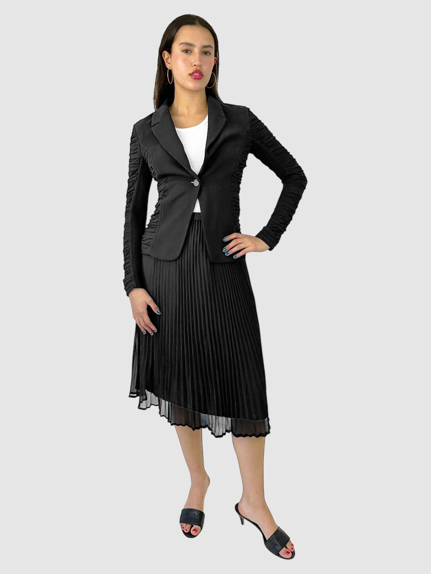 Ruched Detailing Single-Breasted Blazer - Size 2