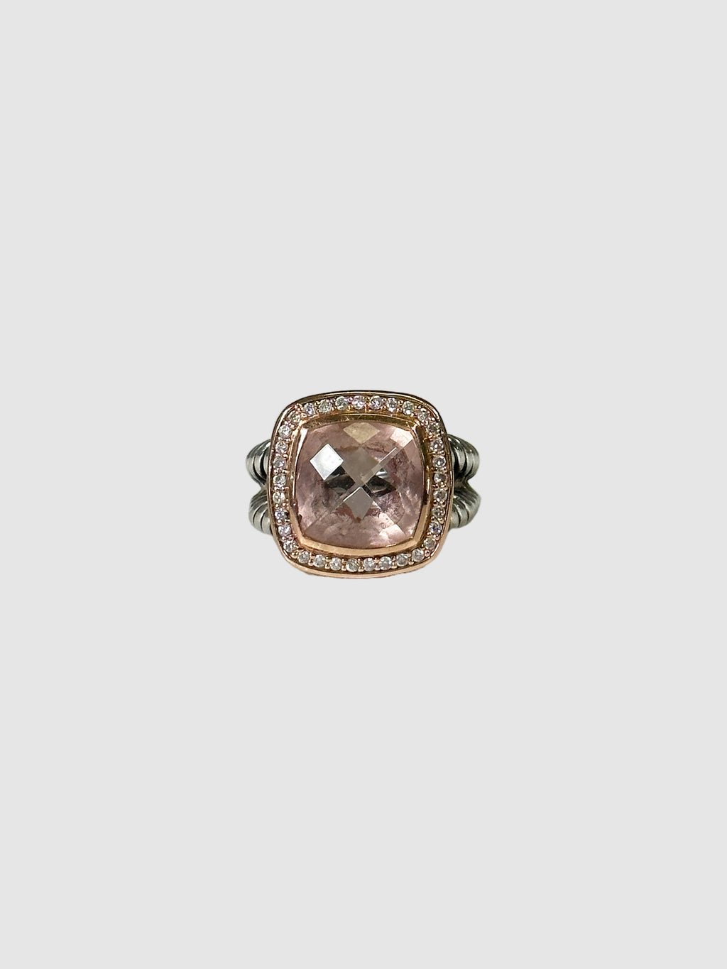 Sterling Silver 18K Gold Diamond Morganite Albion Ring