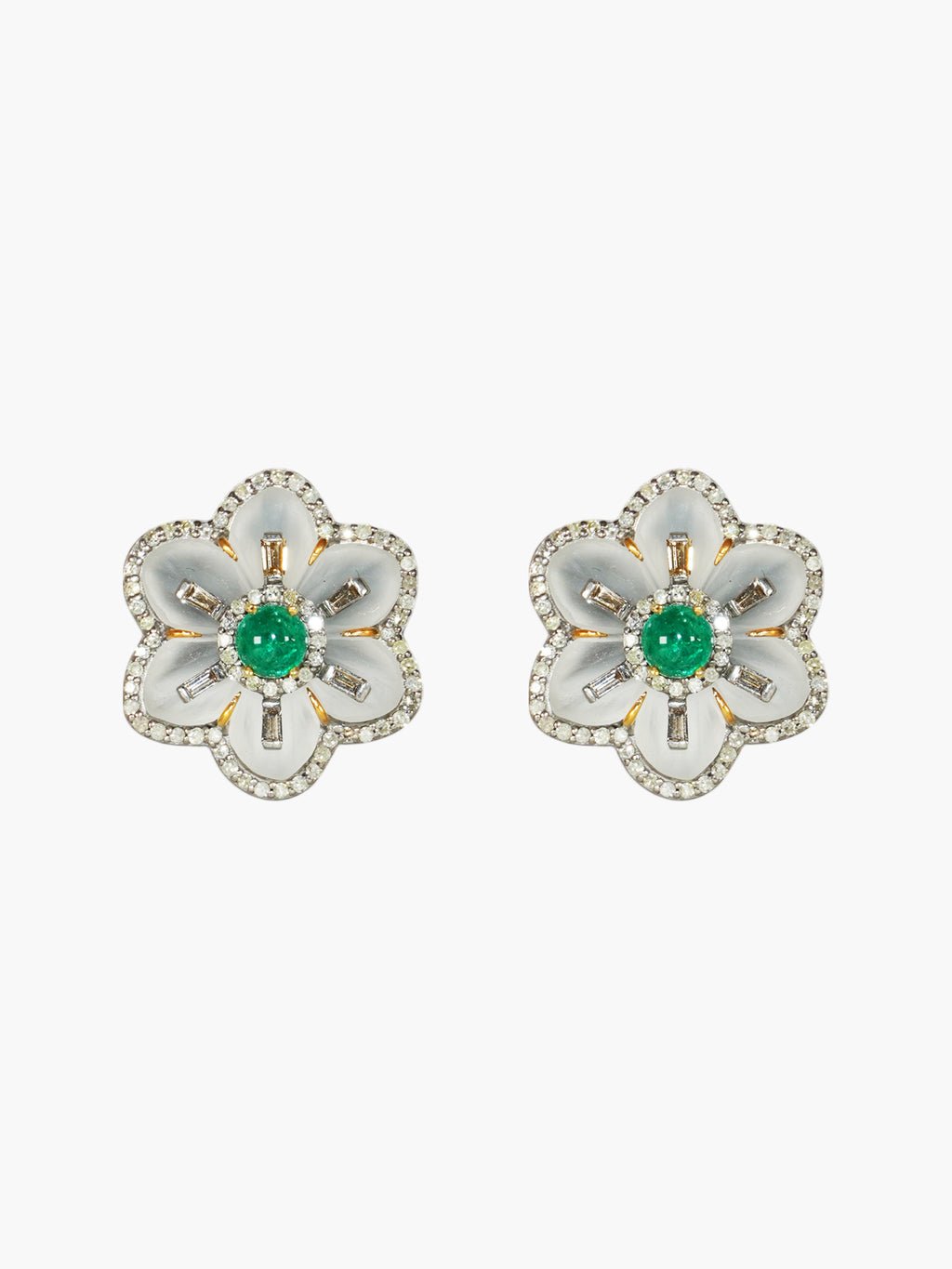 Emerald Flower Earrings