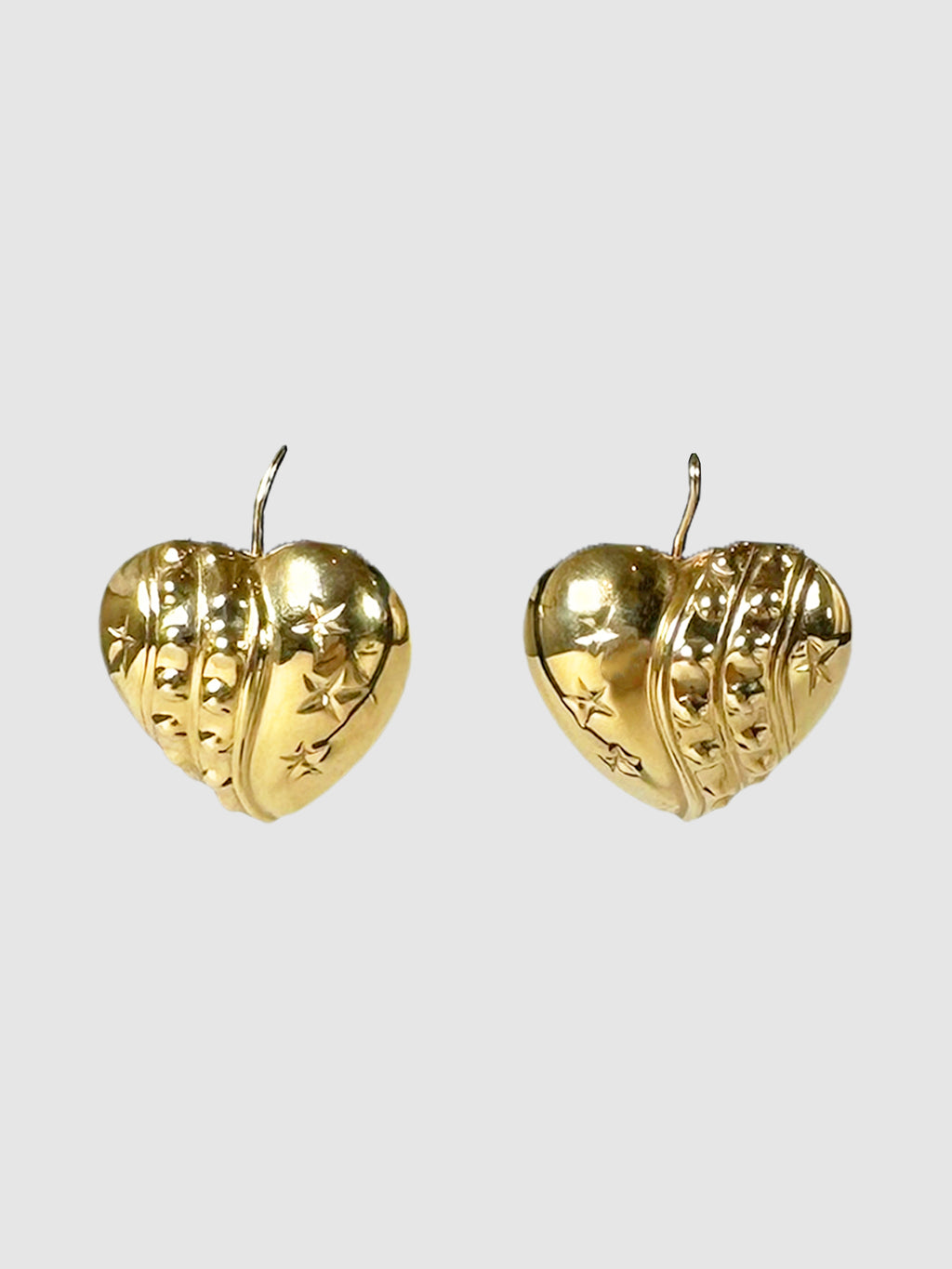 14K Heart Drop Earrings