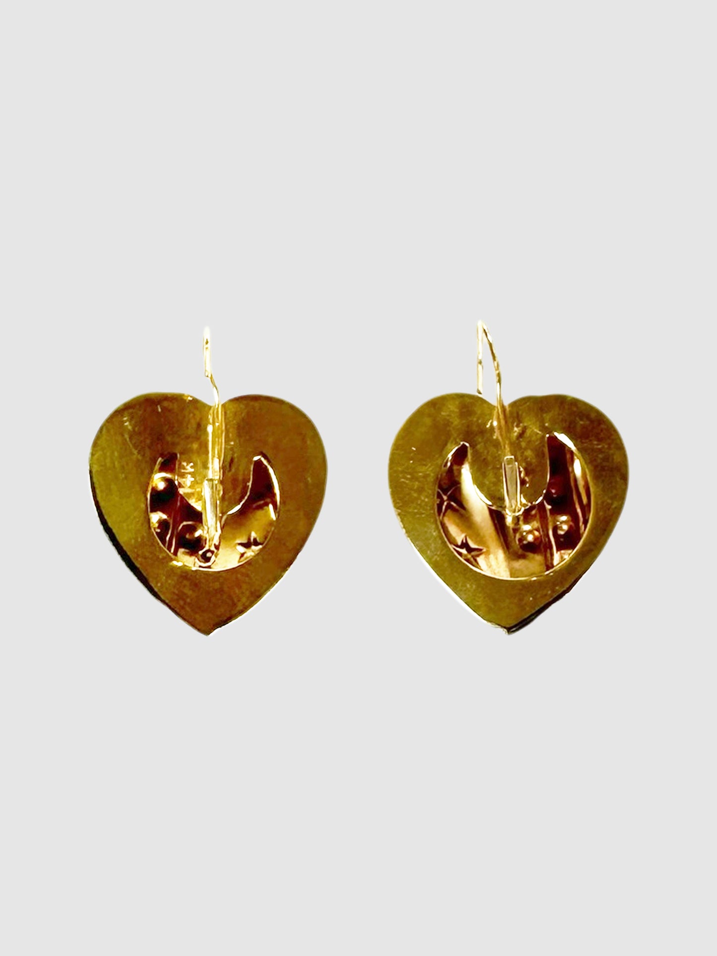 14K Heart Drop Earrings