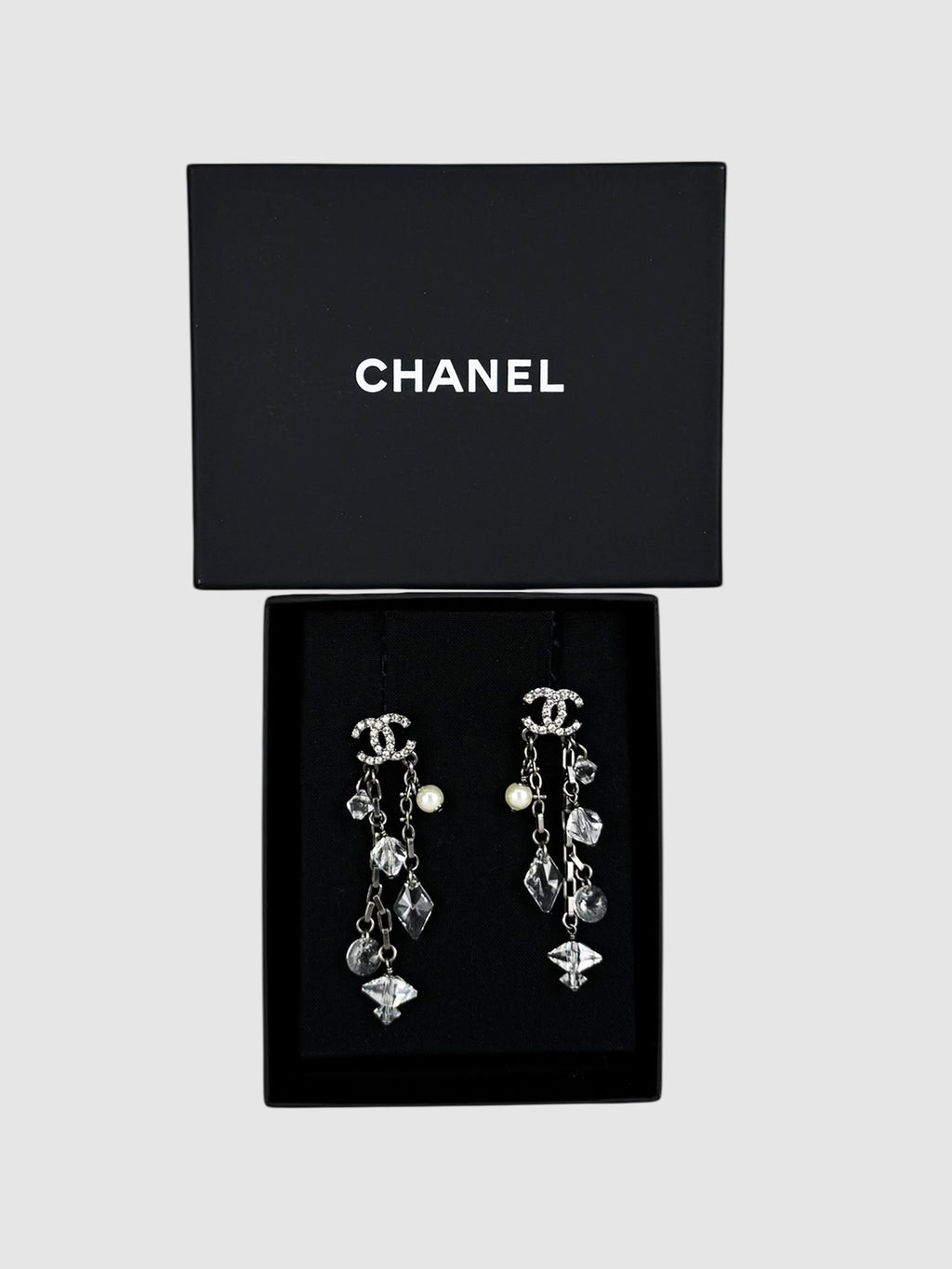 Chanel 2019 Faux Pearl and Strass CC Chandelier Earrings luxury designer resale secondhand consignment toronto canada
