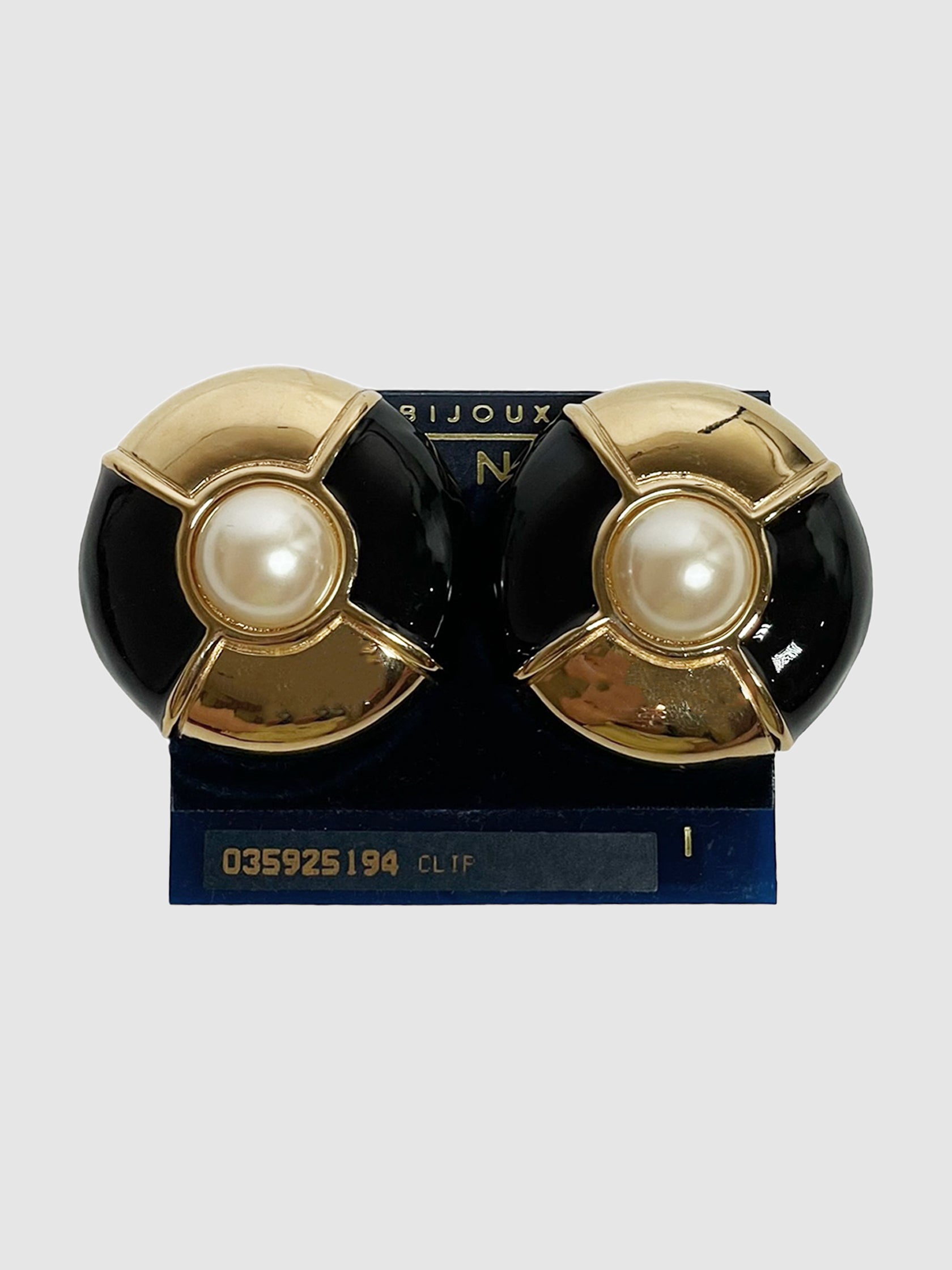 Gold and Enamel Plated with Faux Pearl Clip-On Earrings