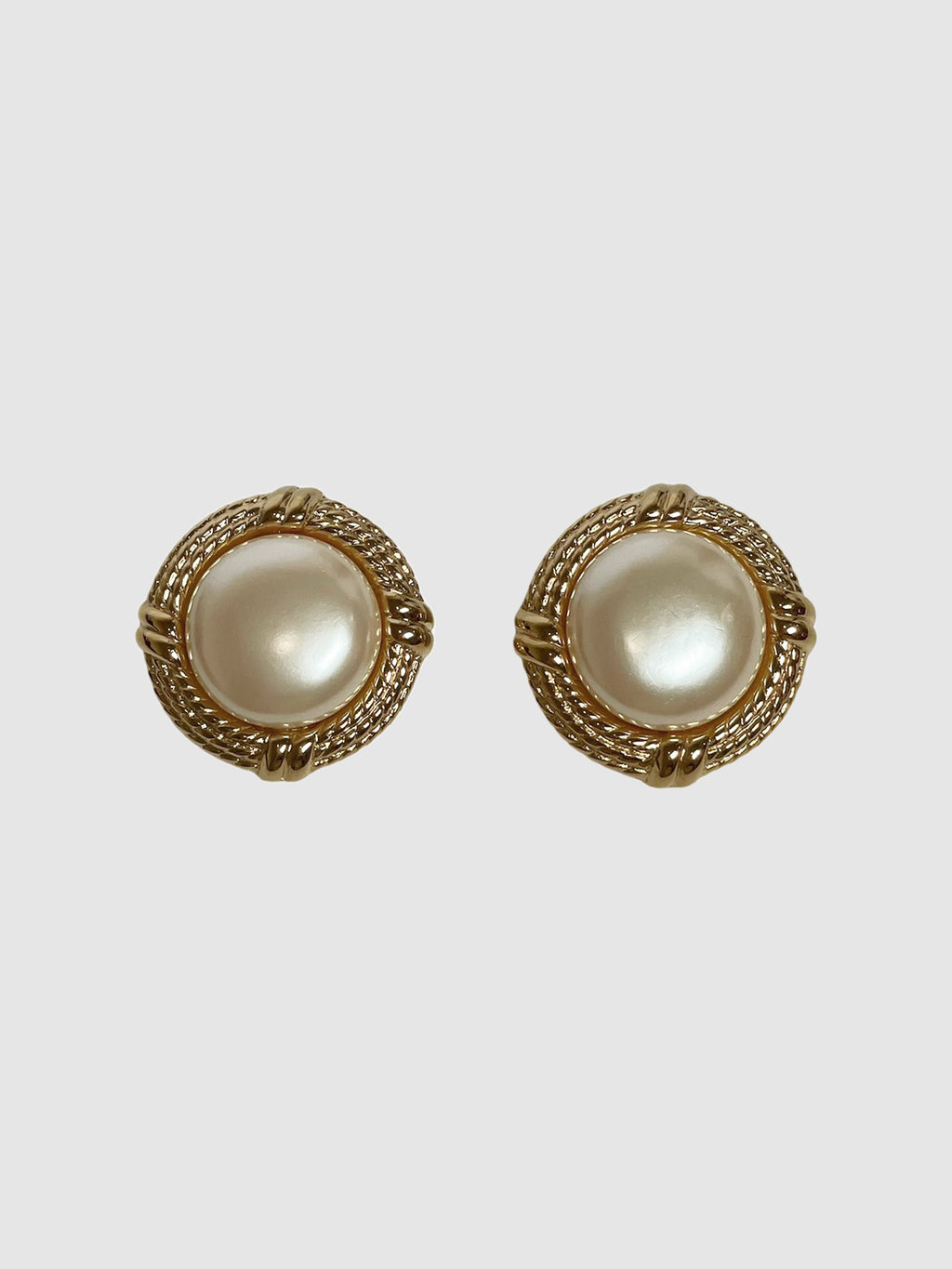 Round Faux Pearl Clip-On Earrings