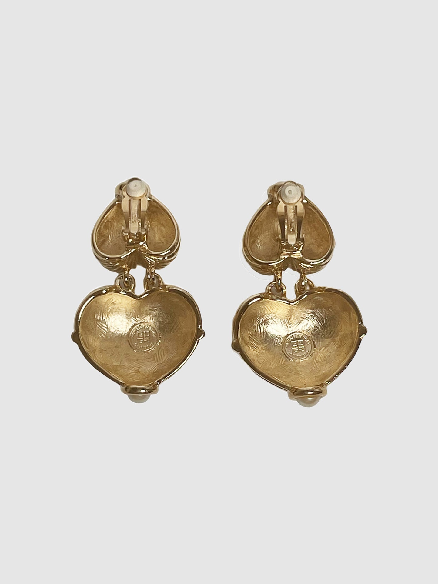 Heart Drop with Faux Pearl Clip-On Earrings