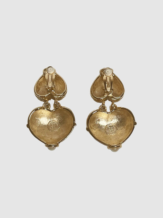 Givenchy Heart Drop with Faux Pearl Clip-On Earrings