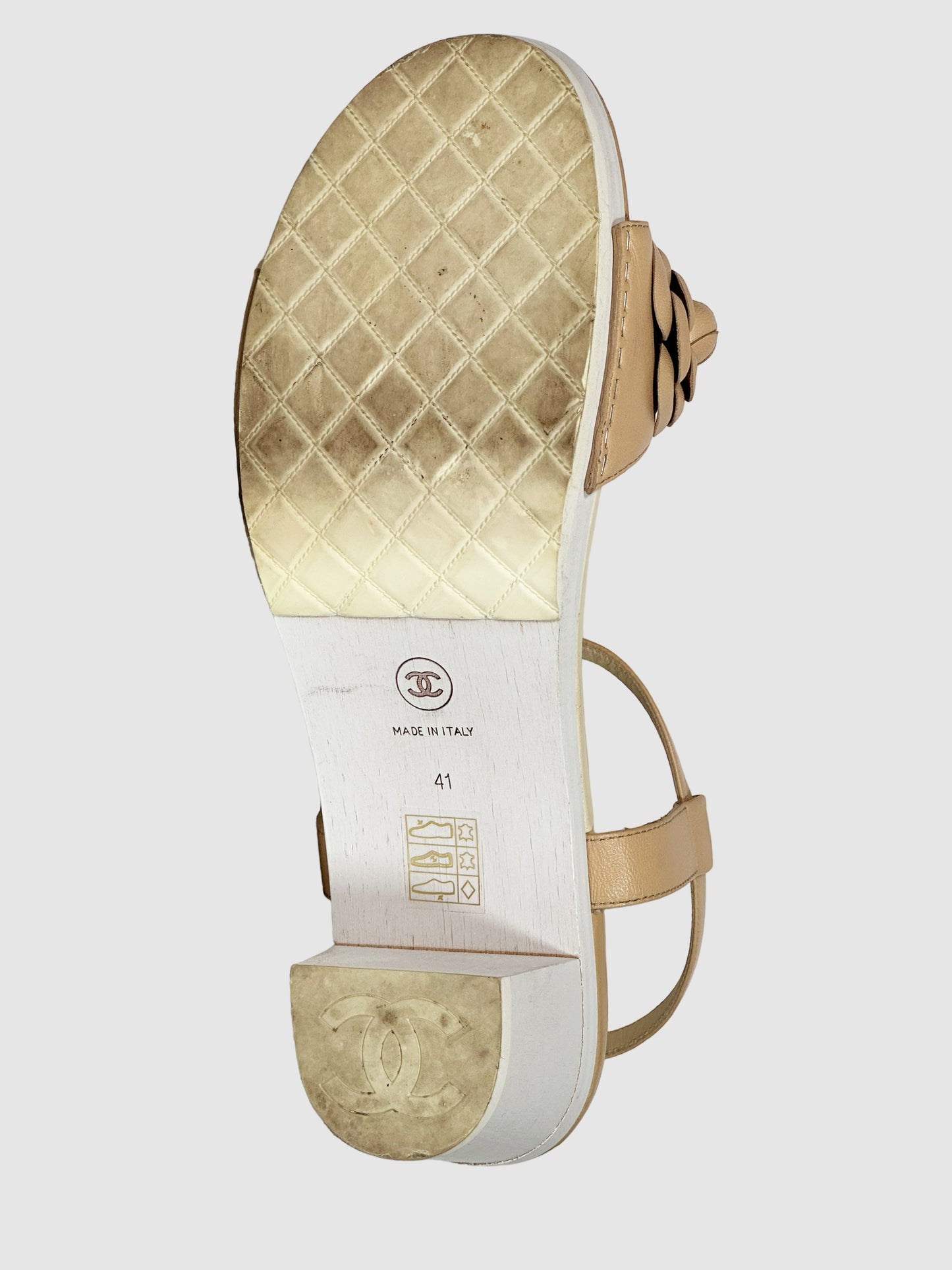 Chanel Interlocking CC Logo Leather Sandals - Size 41