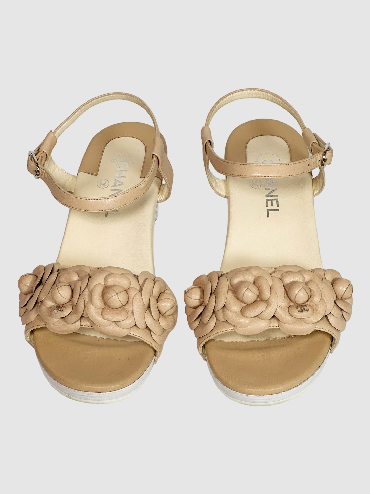 Chanel Interlocking CC Logo Leather Sandals - Size 41