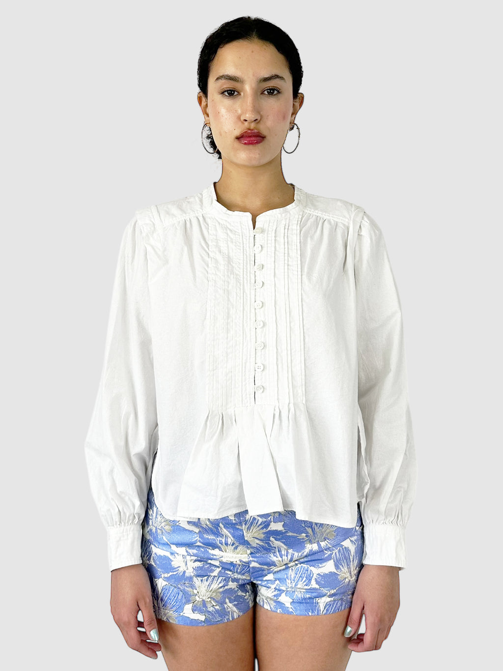 Okina Pleated Long Sleeve Top - Size 44