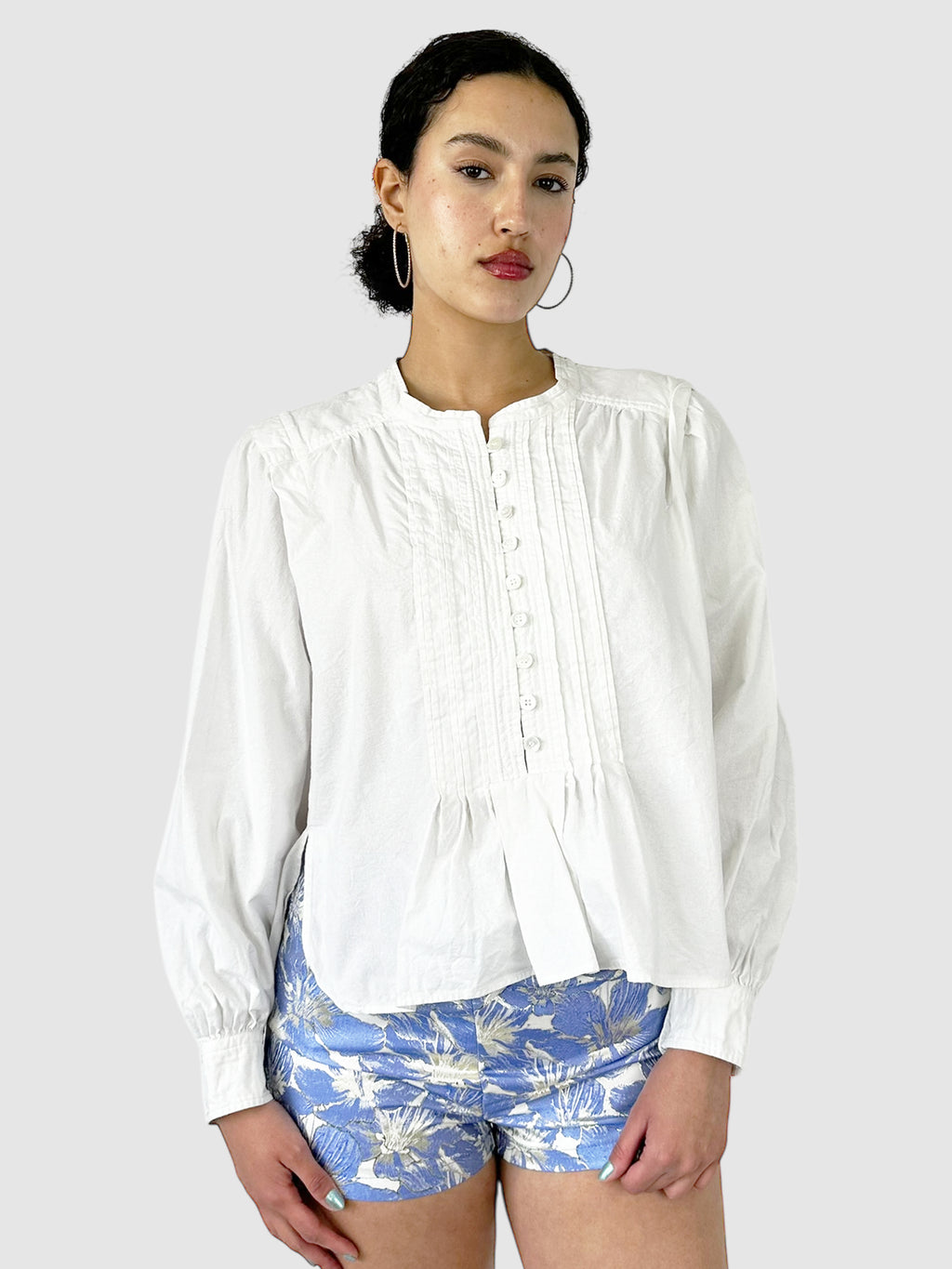 Okina Pleated Long Sleeve Top - Size 44