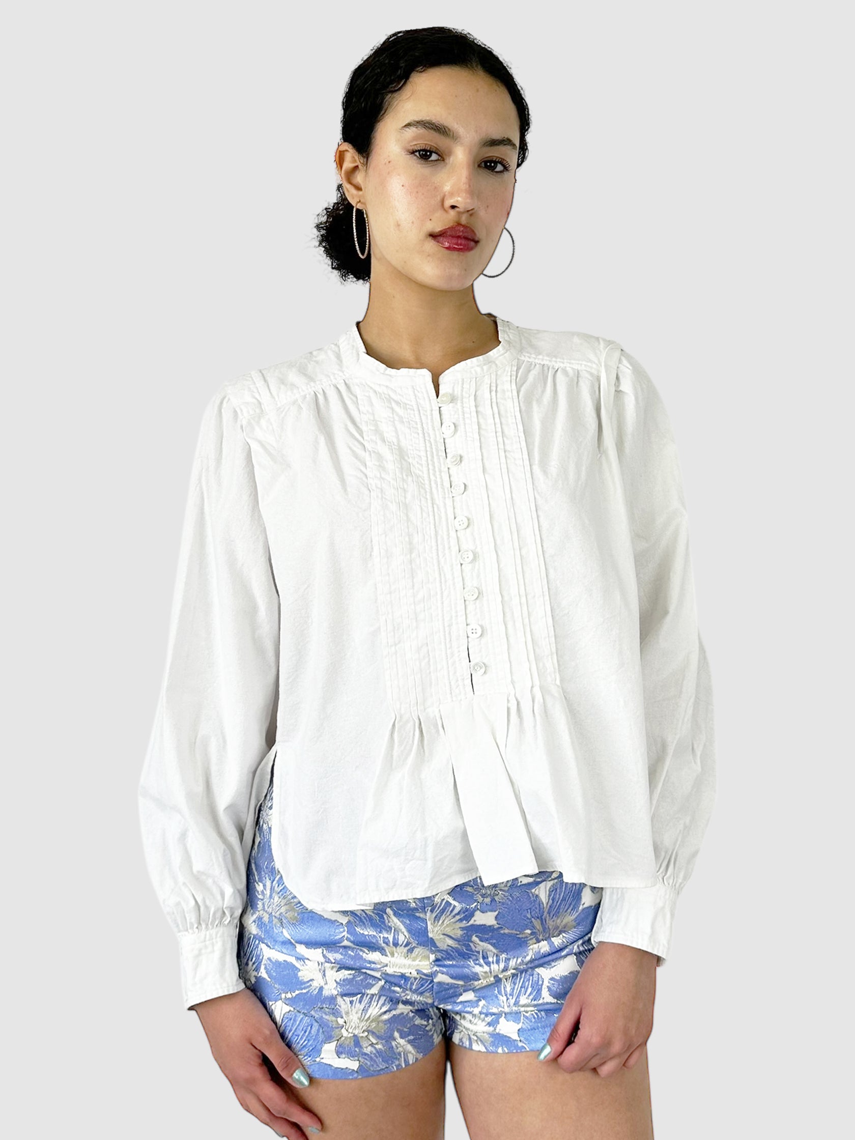 Okina Pleated Long Sleeve Top - Size 44