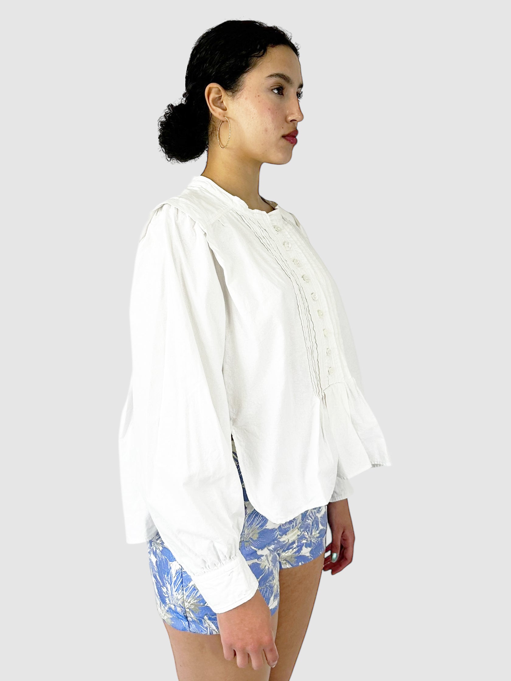 Okina Pleated Long Sleeve Top - Size 44