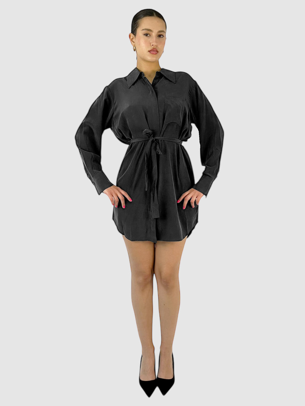 Silk Tie-Waist Dress