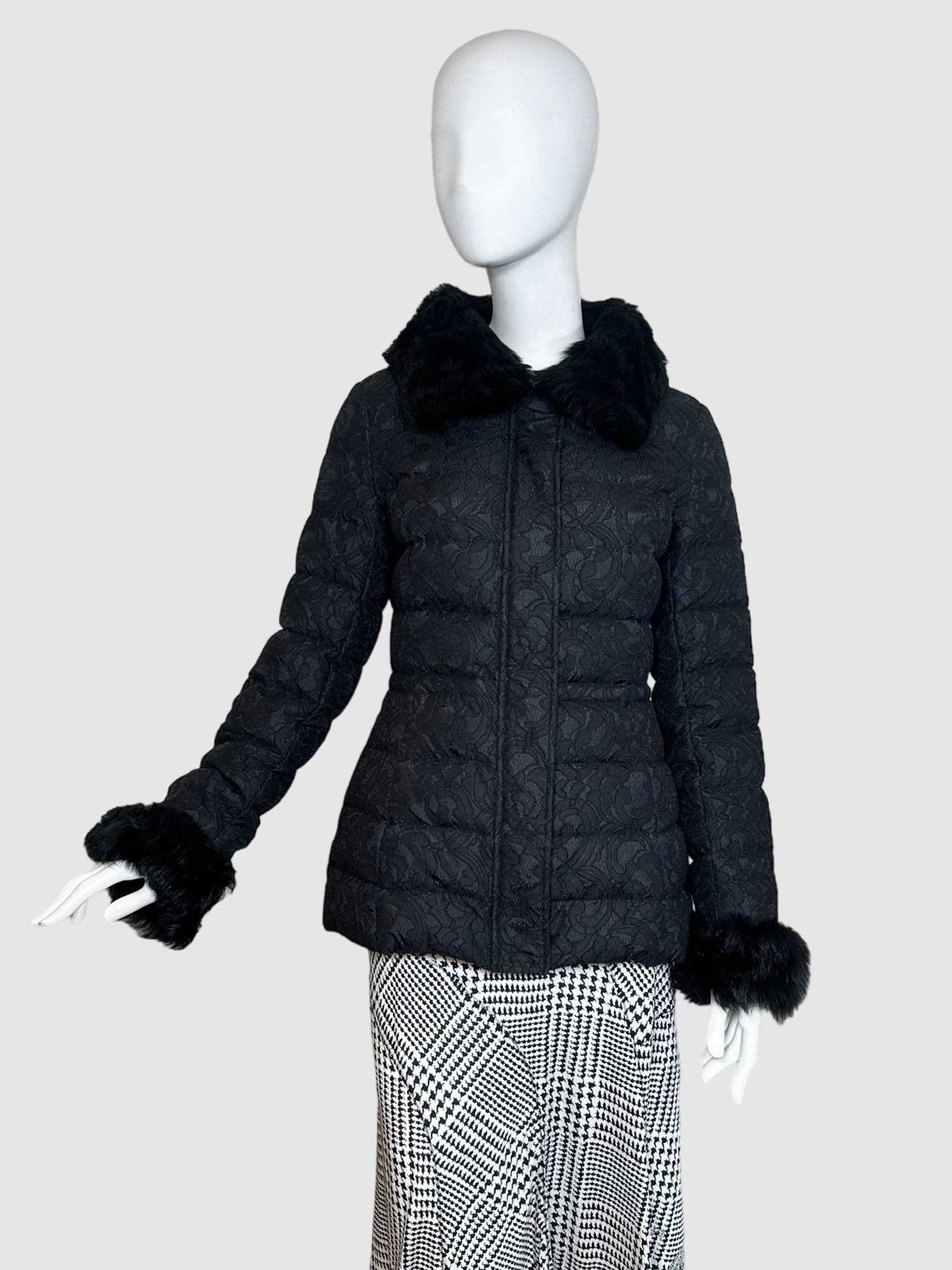 Lace Quilted Puffer Jacket - Size 34