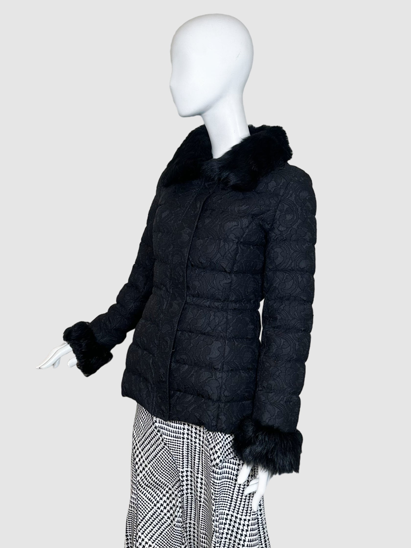 Lace Quilted Puffer Jacket - Size 34