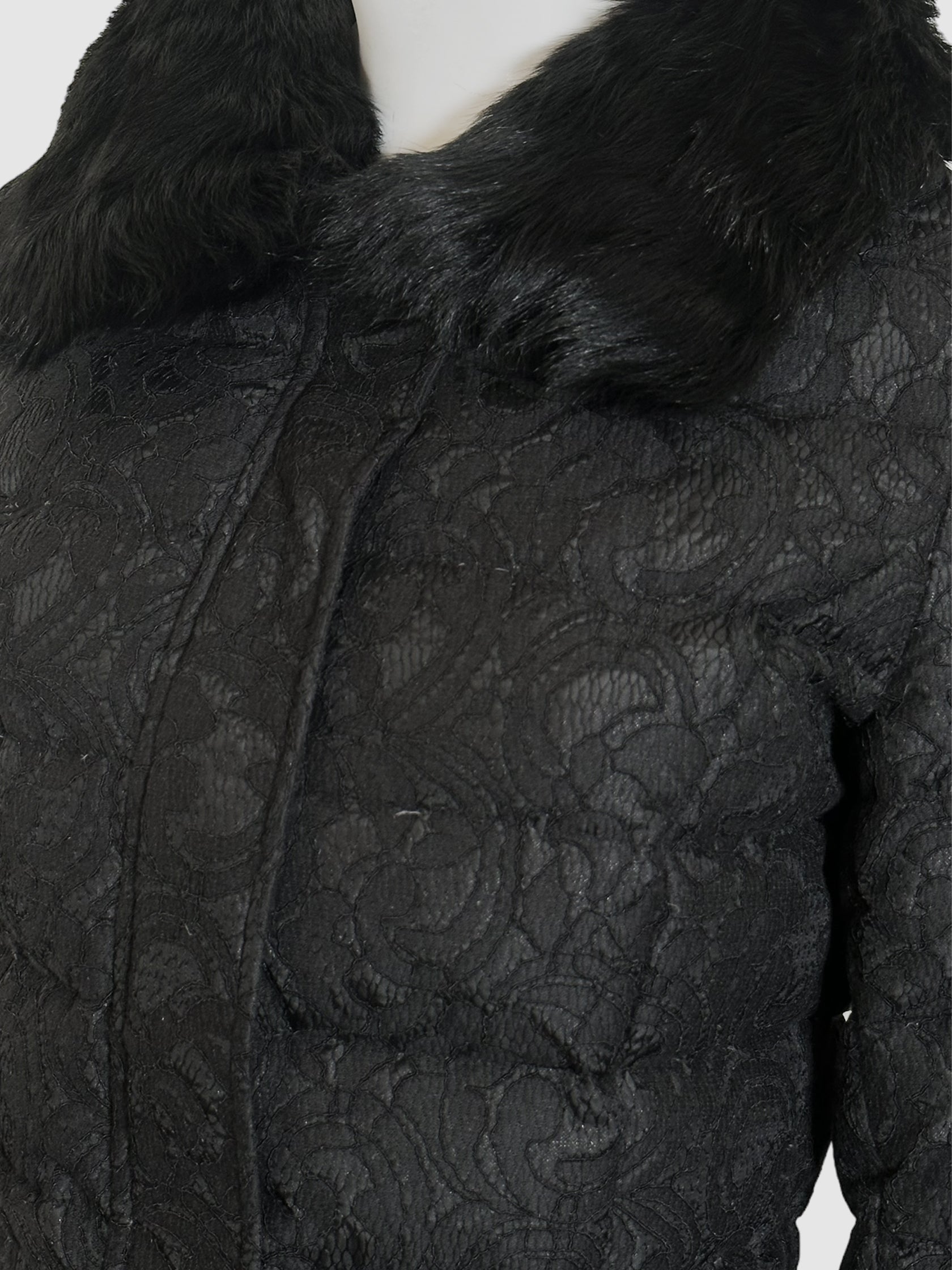 Lace Quilted Puffer Jacket - Size 34