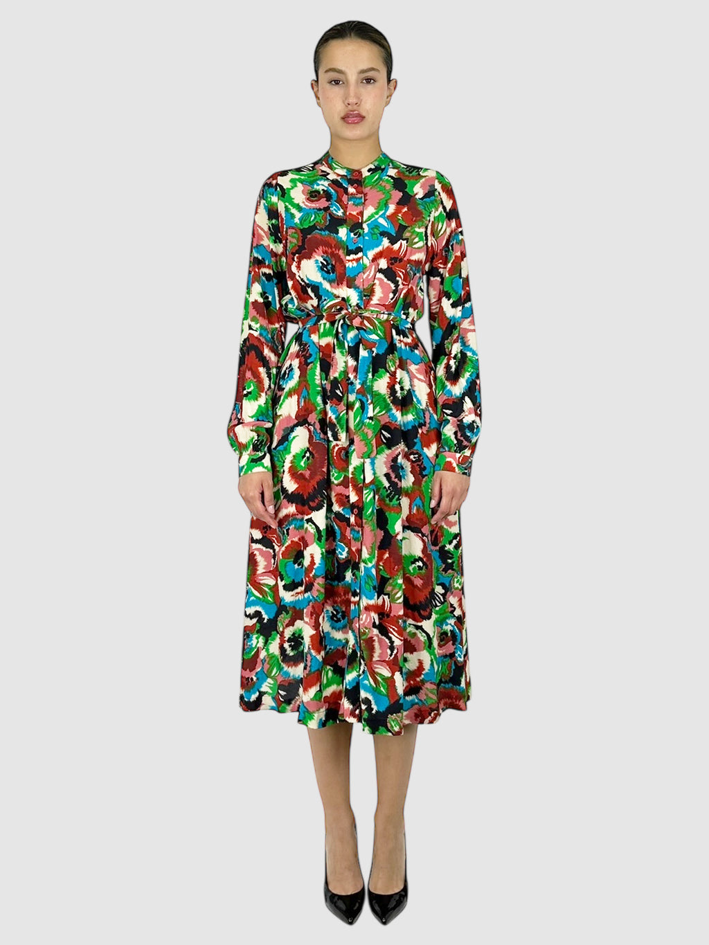 Patterned Belted Dress