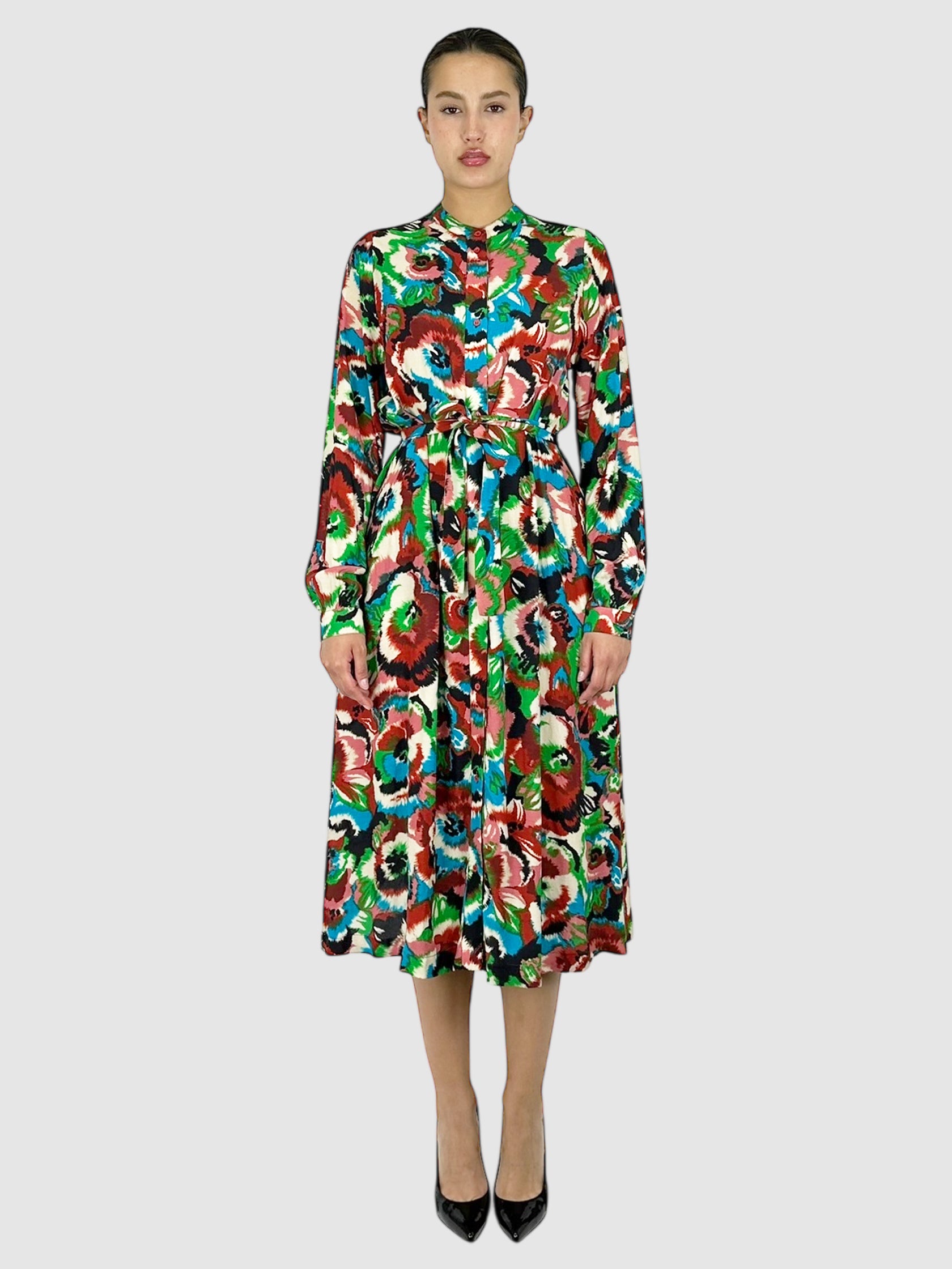 Patterned Belted Dress