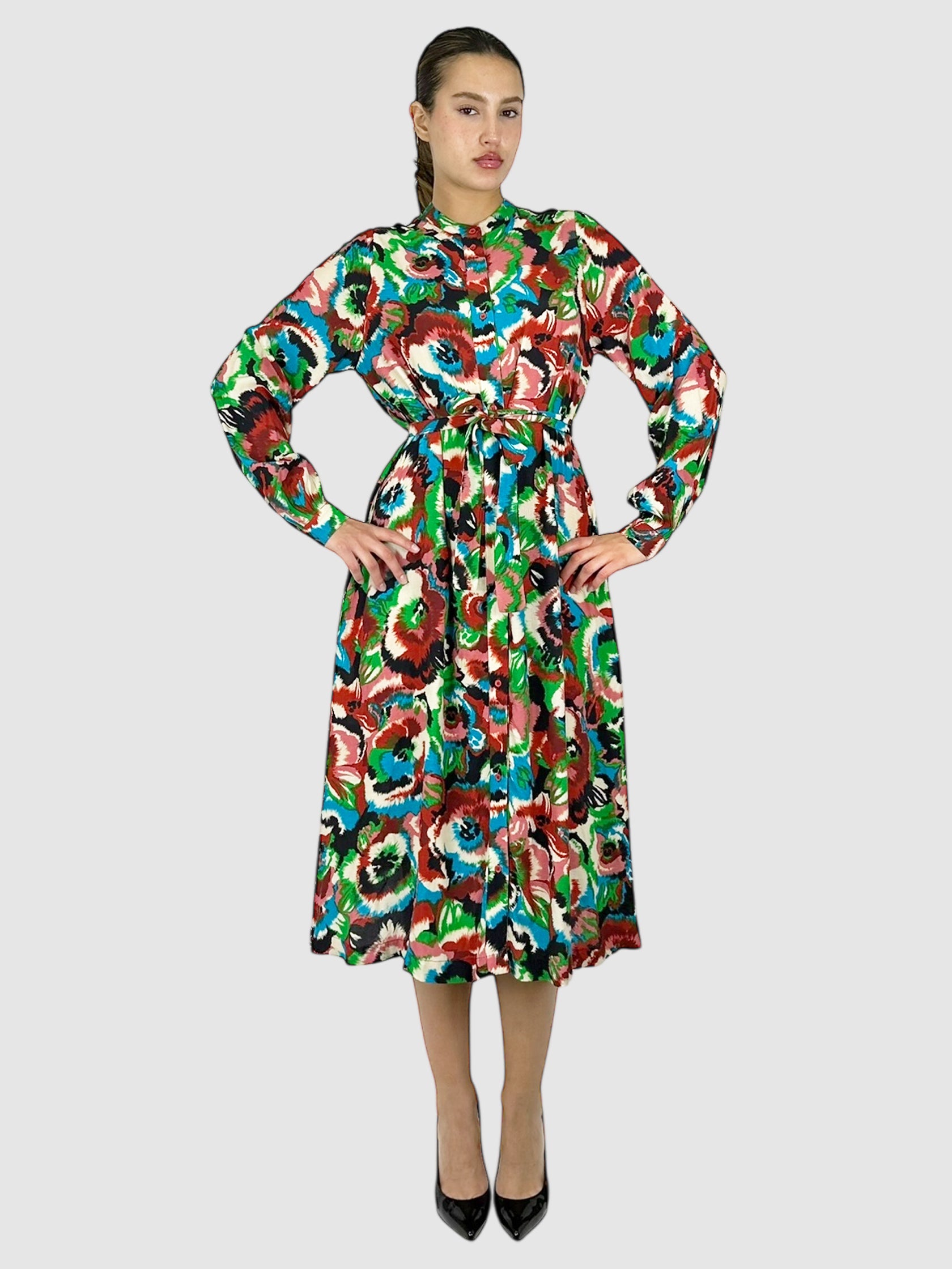 Patterned Belted Dress