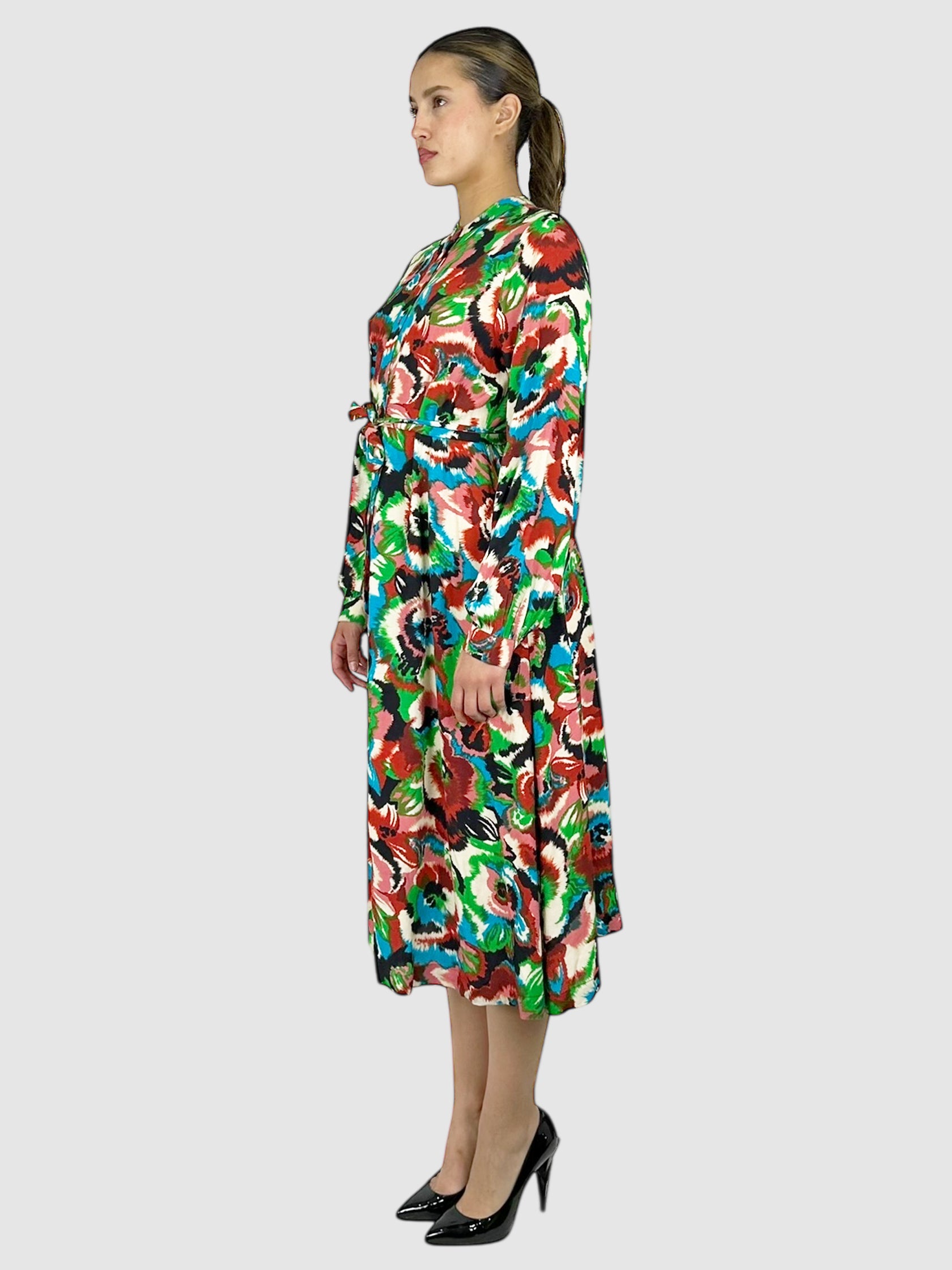 Patterned Belted Dress