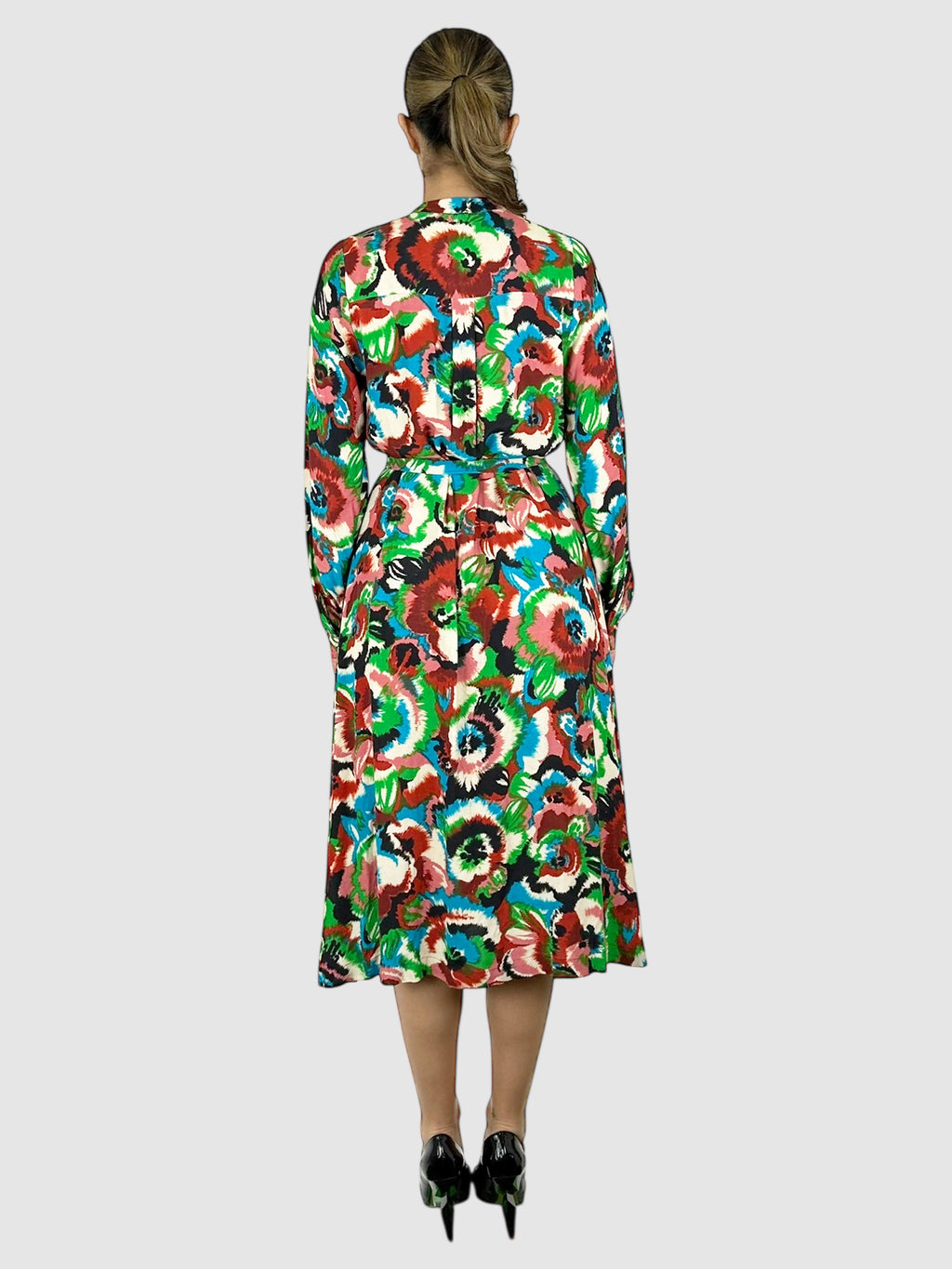 Patterned Belted Dress