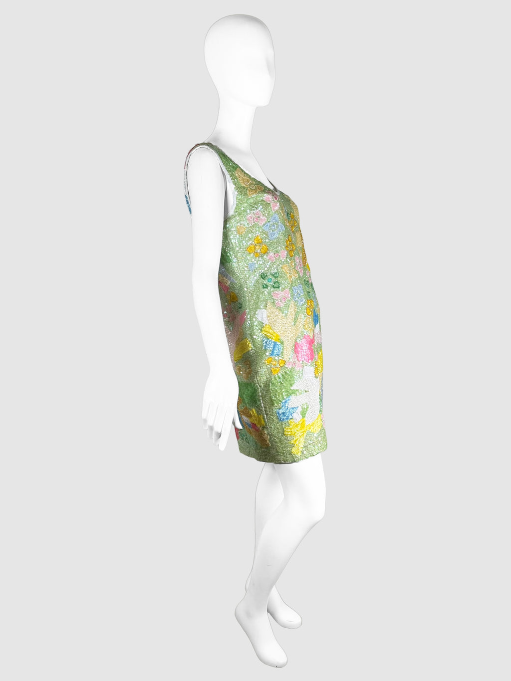 Sequinned Floral Mini Dress - Size 38