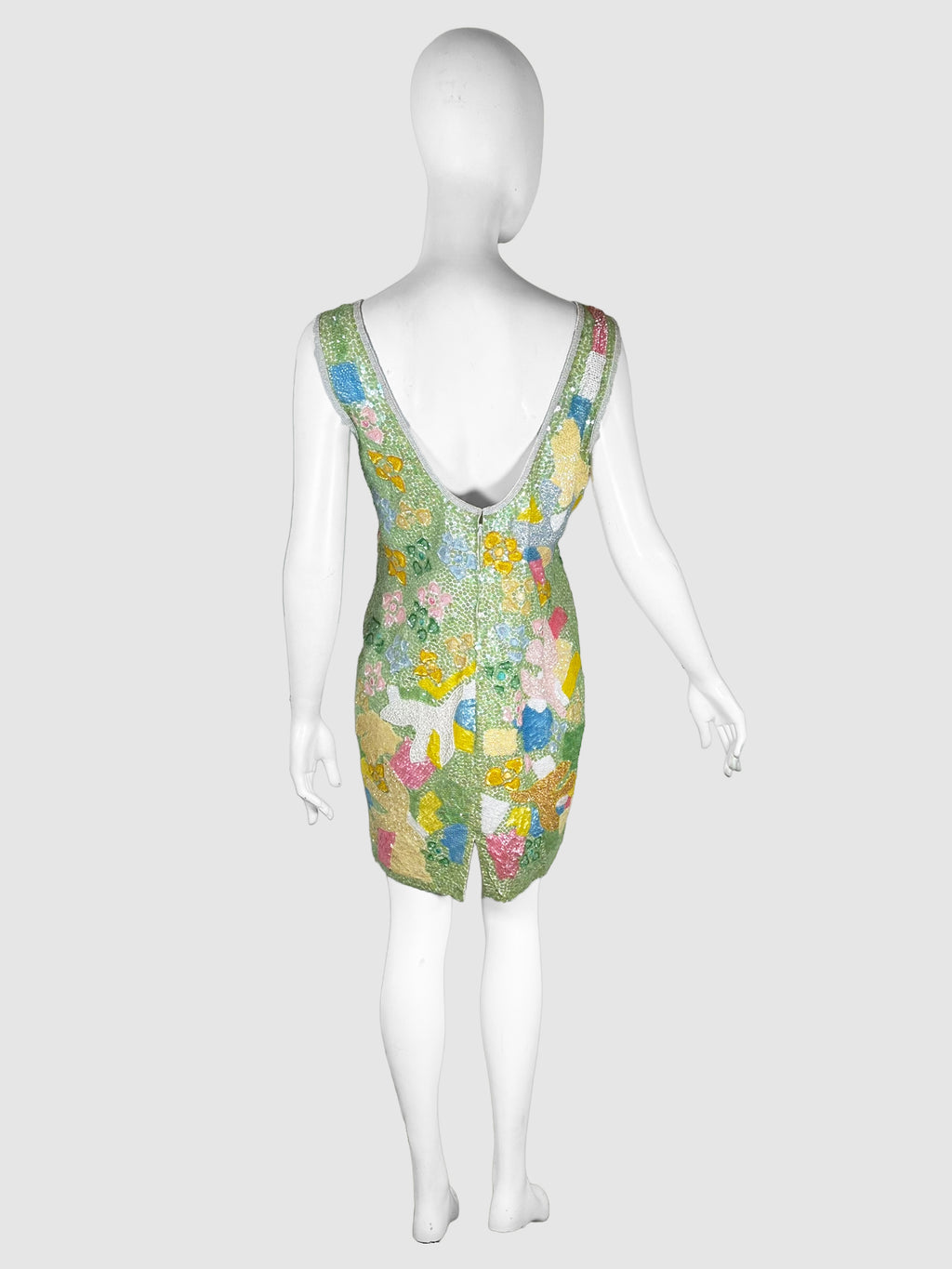 Sequinned Floral Mini Dress - Size 38