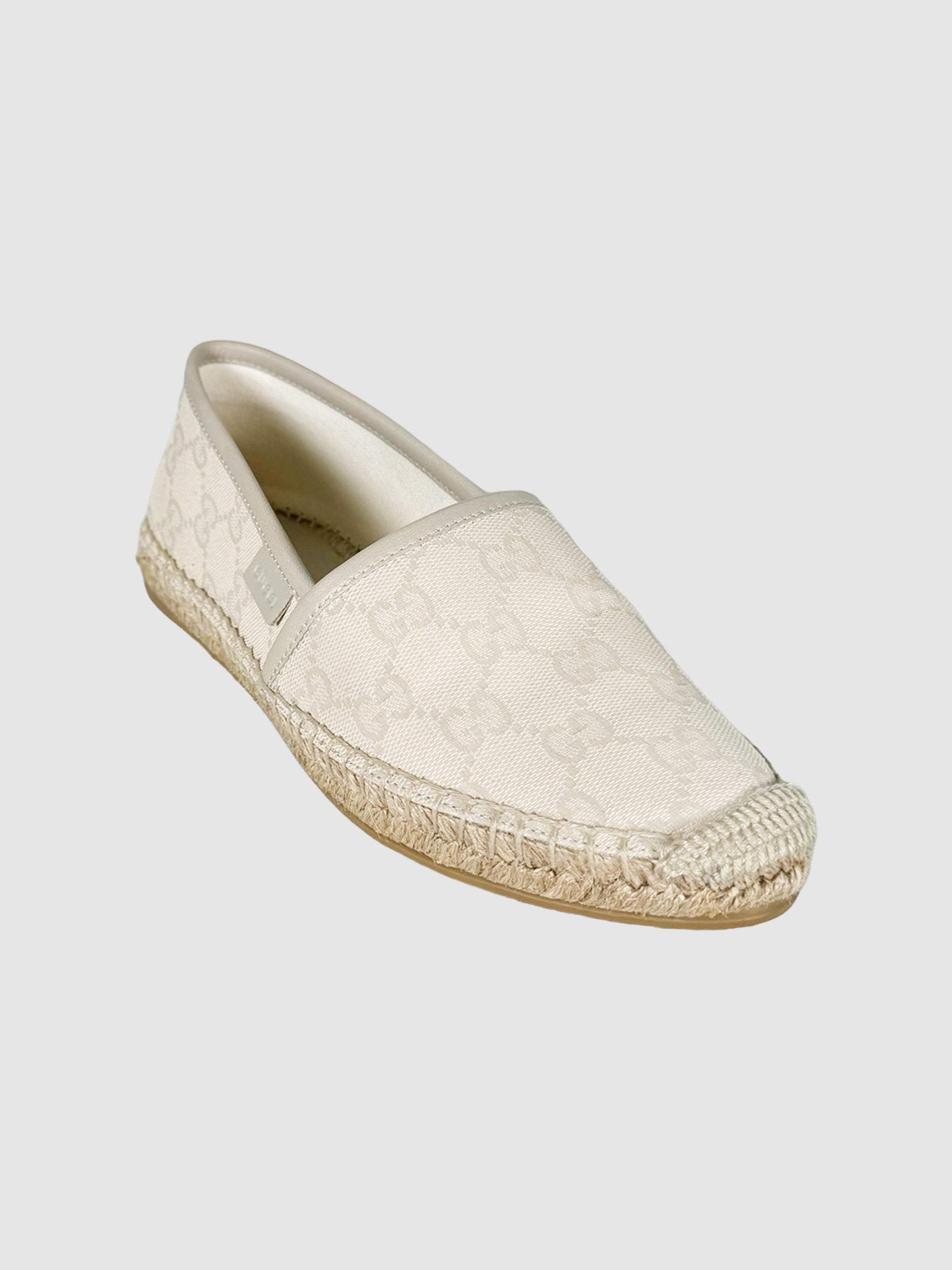 Gucci GG Canvas Espadrilles in Beige, Size 5 Consignment Secondhand Designer Luxury Resale Toronto Trendy