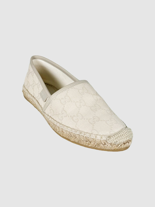 Gucci GG Canvas Espadrilles in Beige, Size 5 Consignment Secondhand Designer Luxury Resale Toronto Trendy