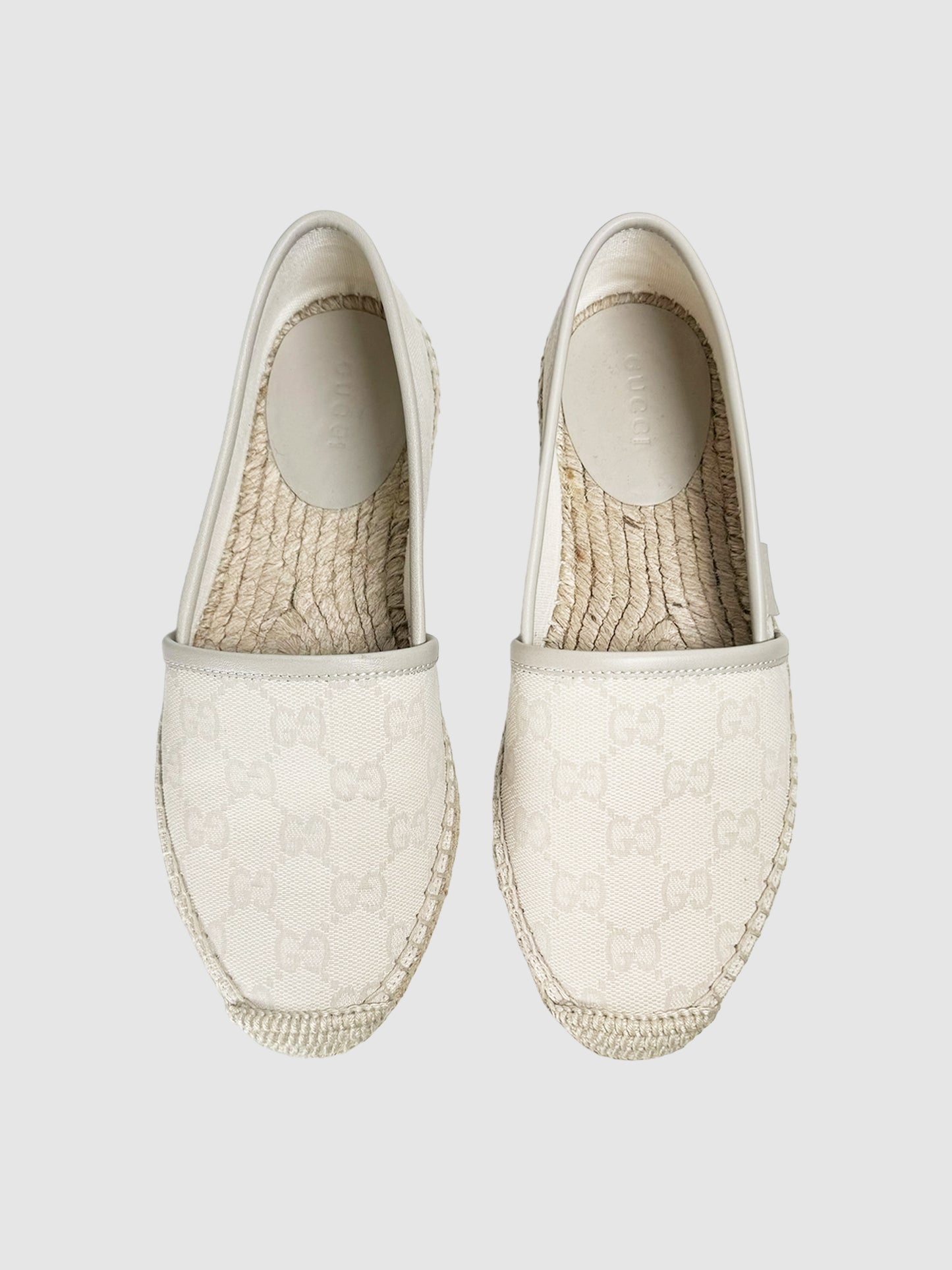 Gucci GG Canvas Espadrilles in Beige, Size 5 Consignment Secondhand Designer Luxury Resale Toronto Trendy