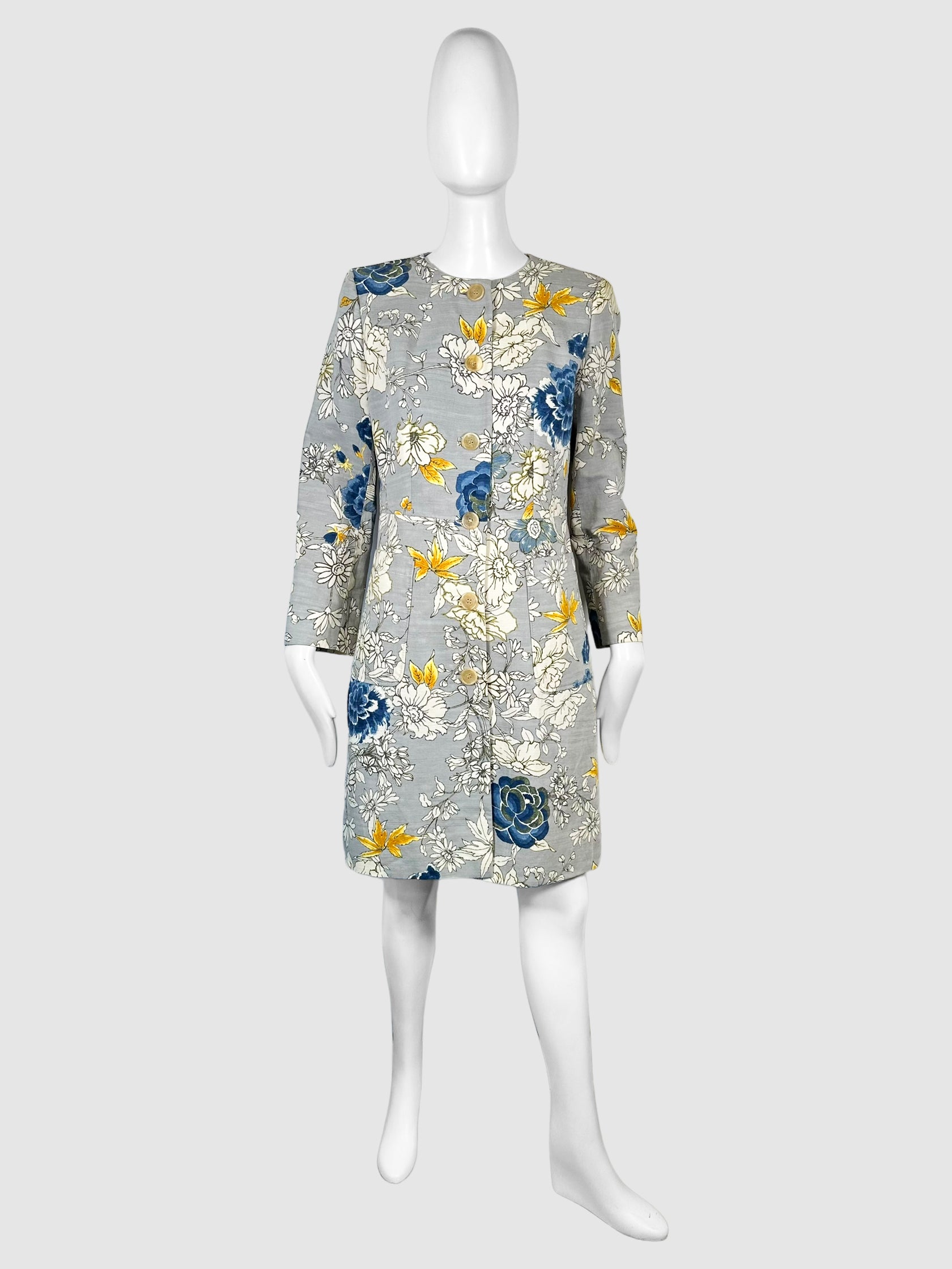 Floral Button Down Coat - Size 44