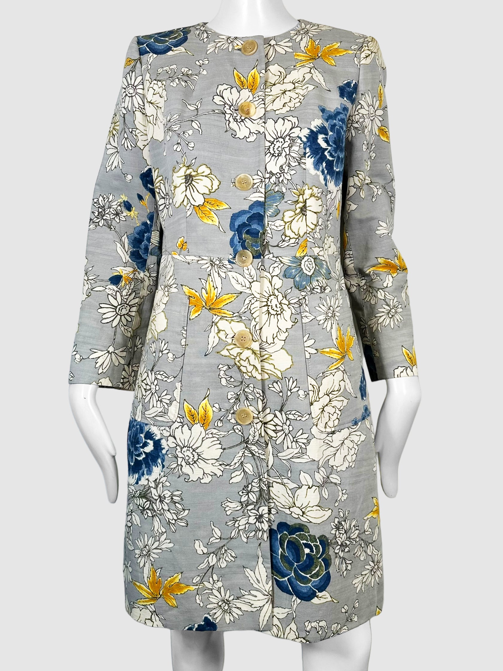 Floral Button Down Coat - Size 44