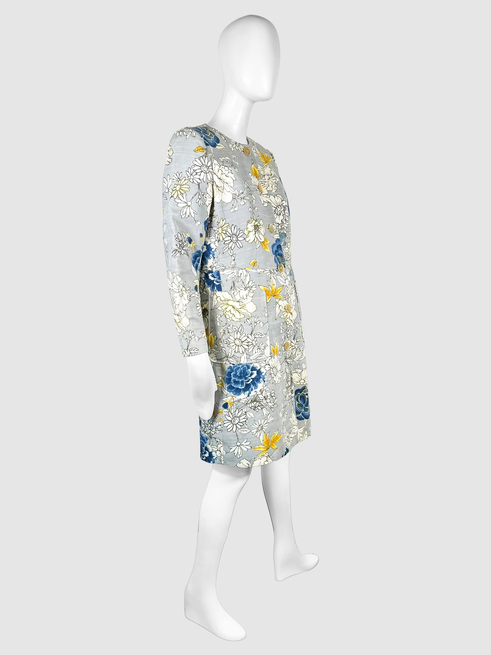 Floral Button Down Coat - Size 44