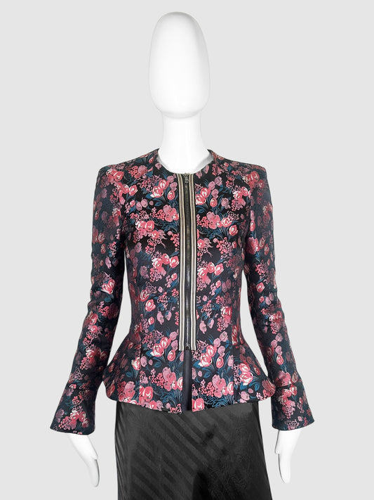 Floral Flared Waist Jacket - Size 38