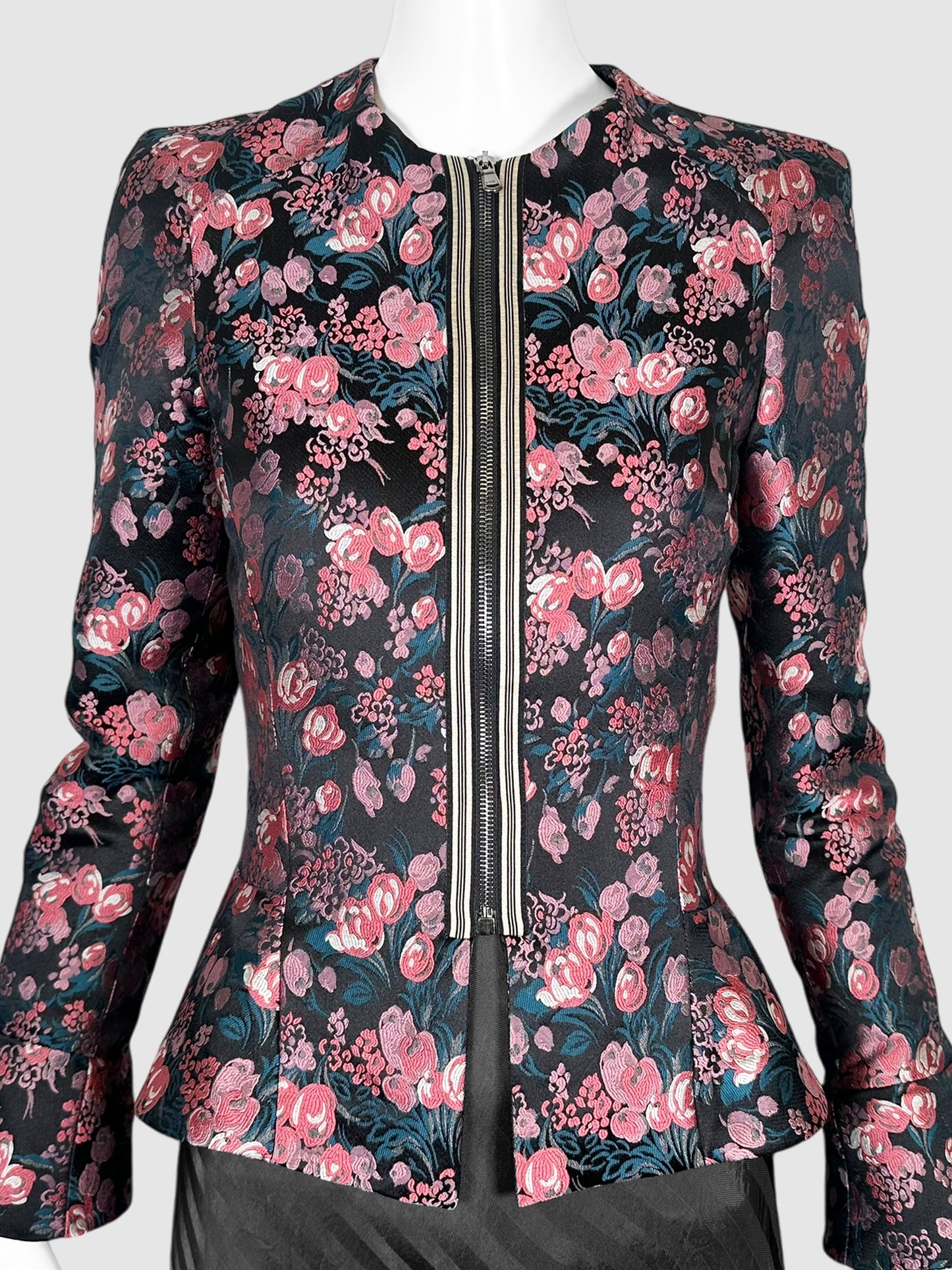 Floral Flared Waist Jacket - Size 38