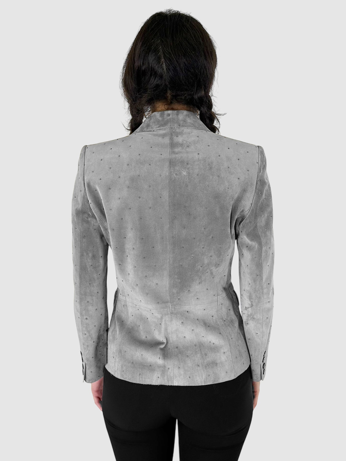 Suede Crystal Studded Blazer - Size M