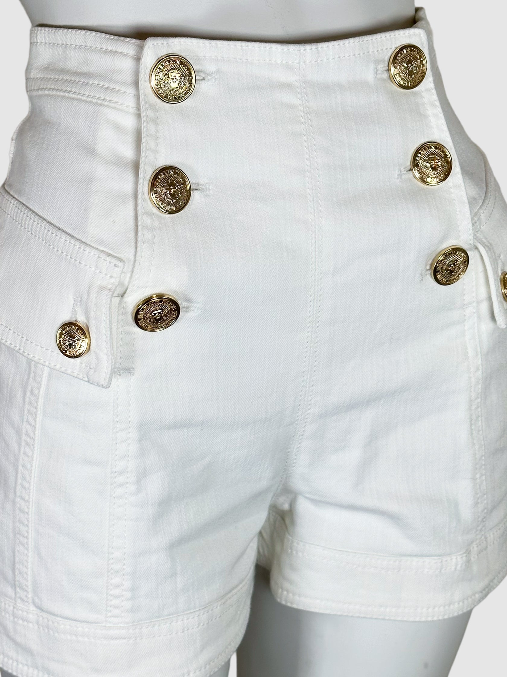 Shorts with Pockets and Gold Detail Buttons - Size 34