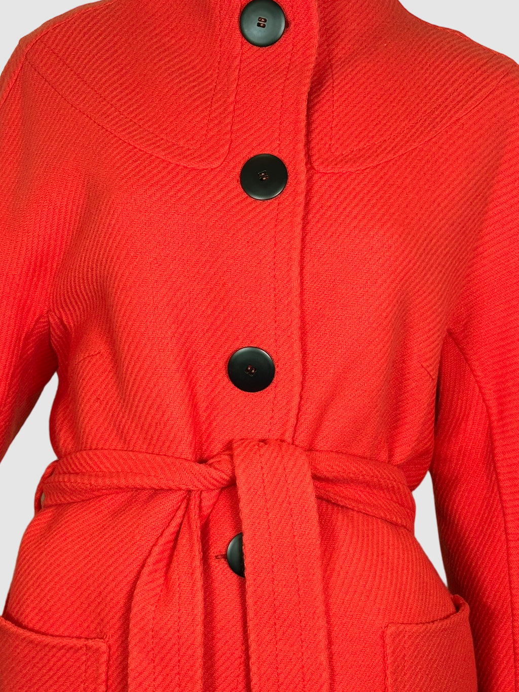 Textured Belted Coat - Size 44